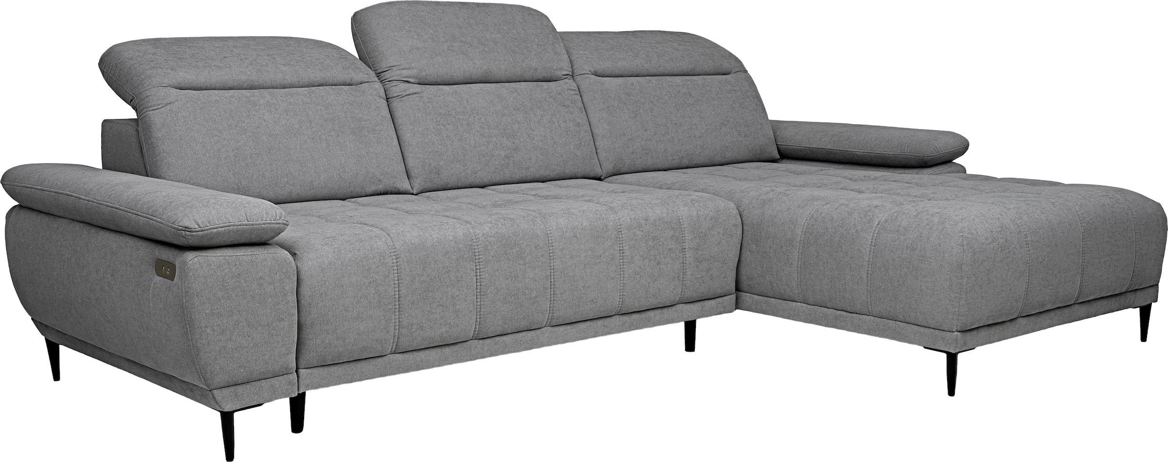 WERK2 Ecksofa »Focus-S, inkl. elektr. Sitzvorzug, manuelle Kopfteilverstellung« elektr. Sitztiefenverstellung, flexible Kopfstützen, 12cm Füße, L-Form