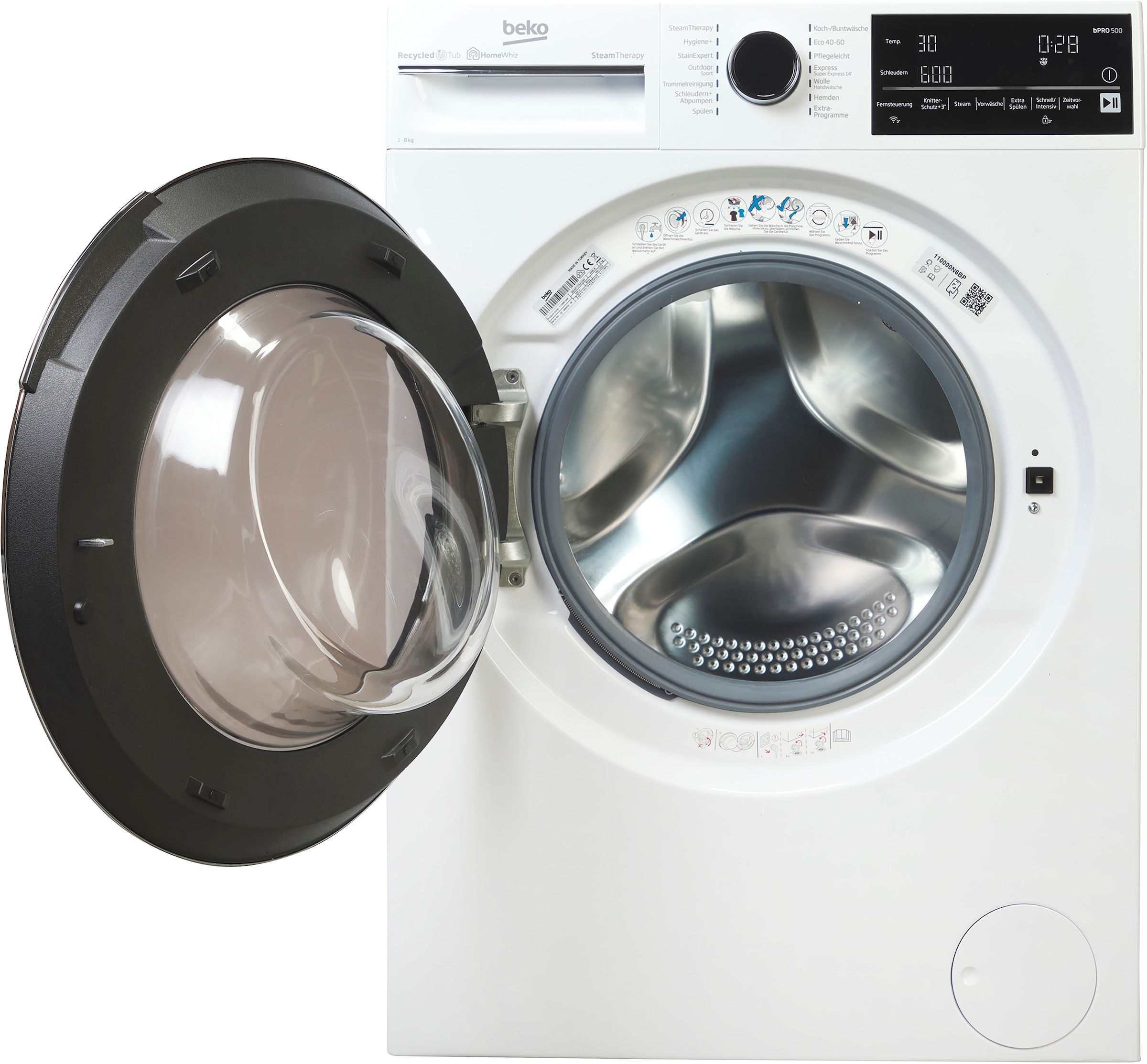 BEKO Waschmaschine »B5WFT78410W 7178551900«, 8 kg, 1400 U/min, AddXtra Nachlegefunktion