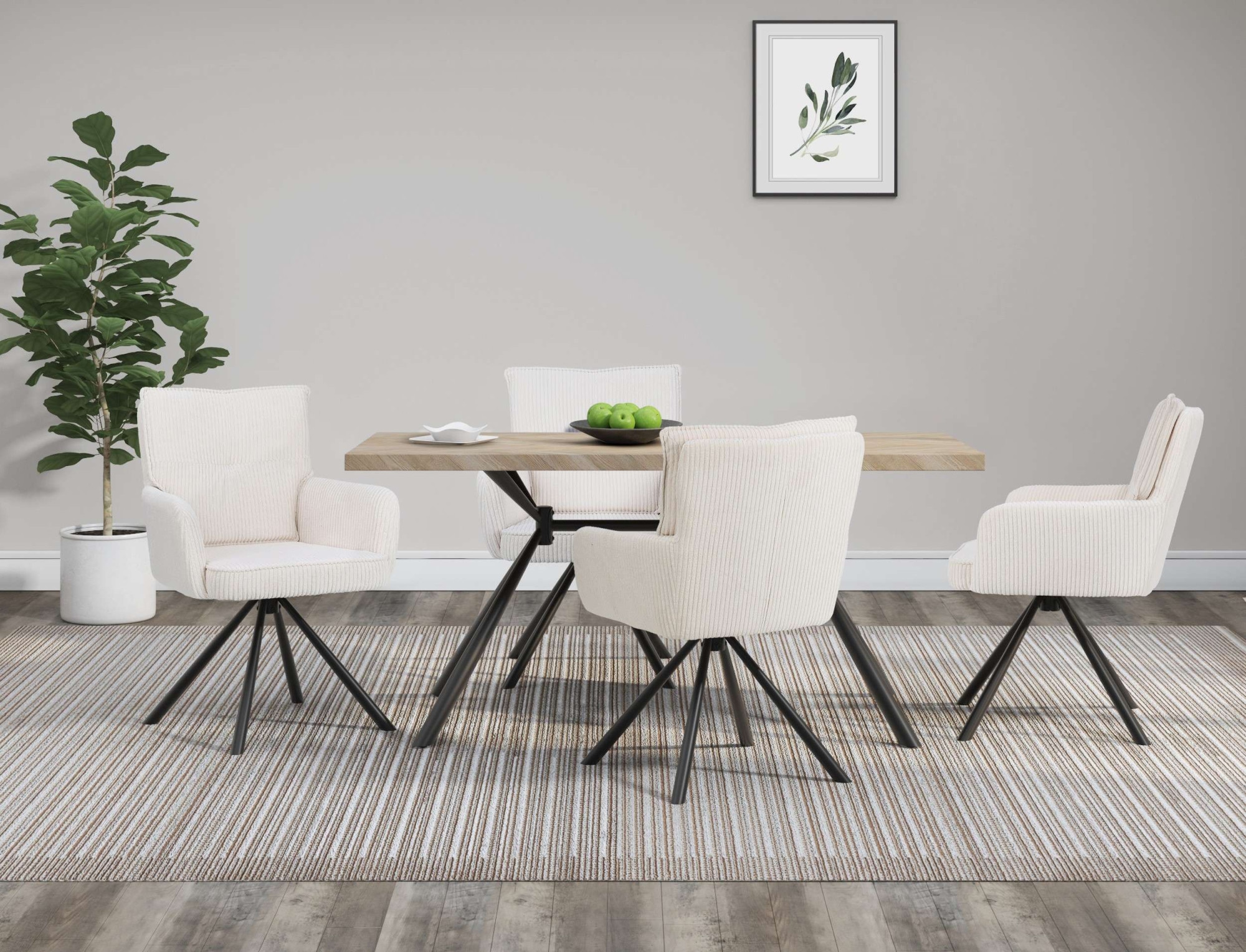 OTTO home Esstisch »Larchant« Tischplatte in Fischgrätoptik, schwarze Metallbeine, Höhe 76 cm