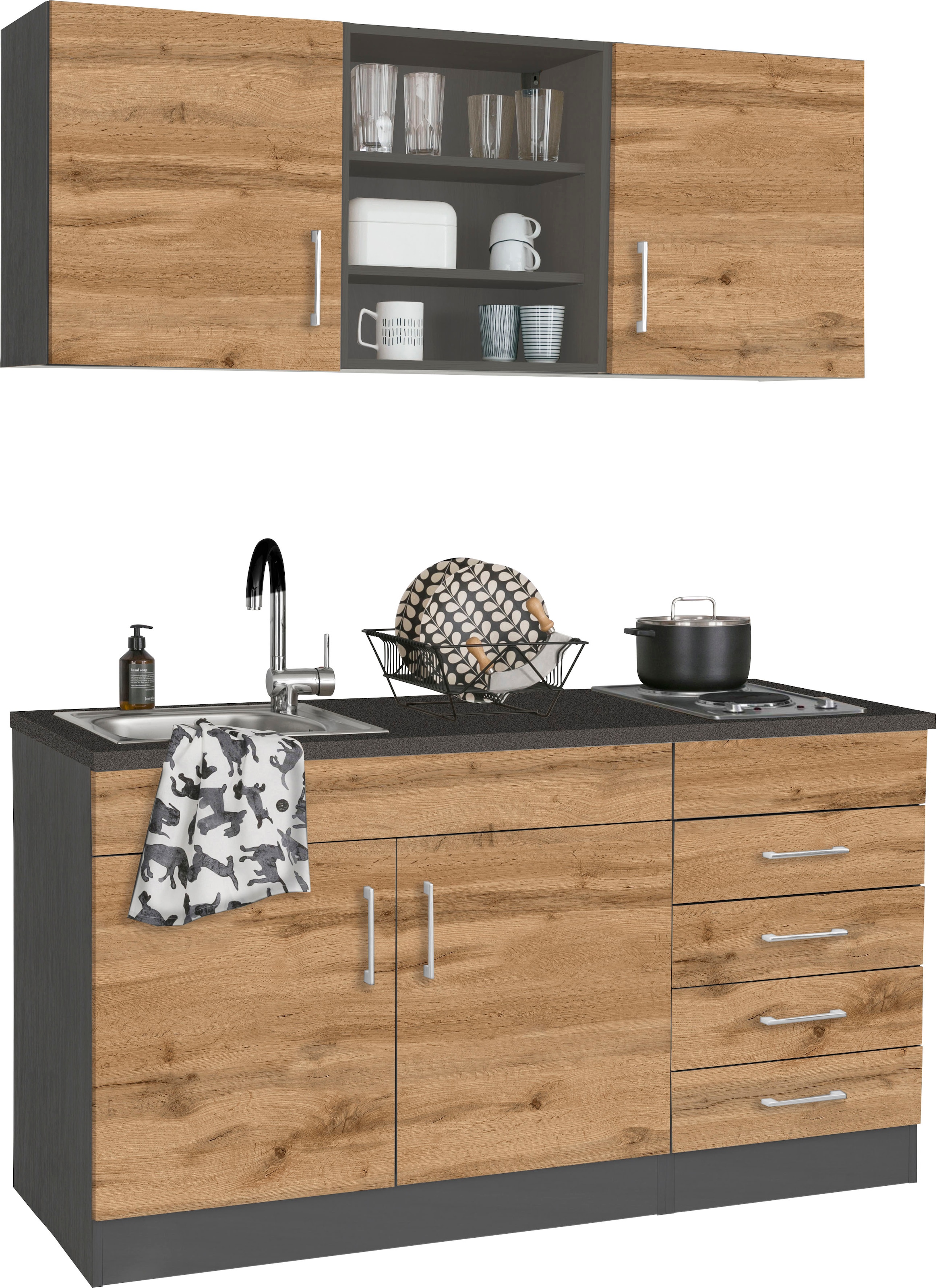 KOCHSTATION Pantryküche »KS-Mali« Breite 150 cm, wahlweise mit E-Geräten