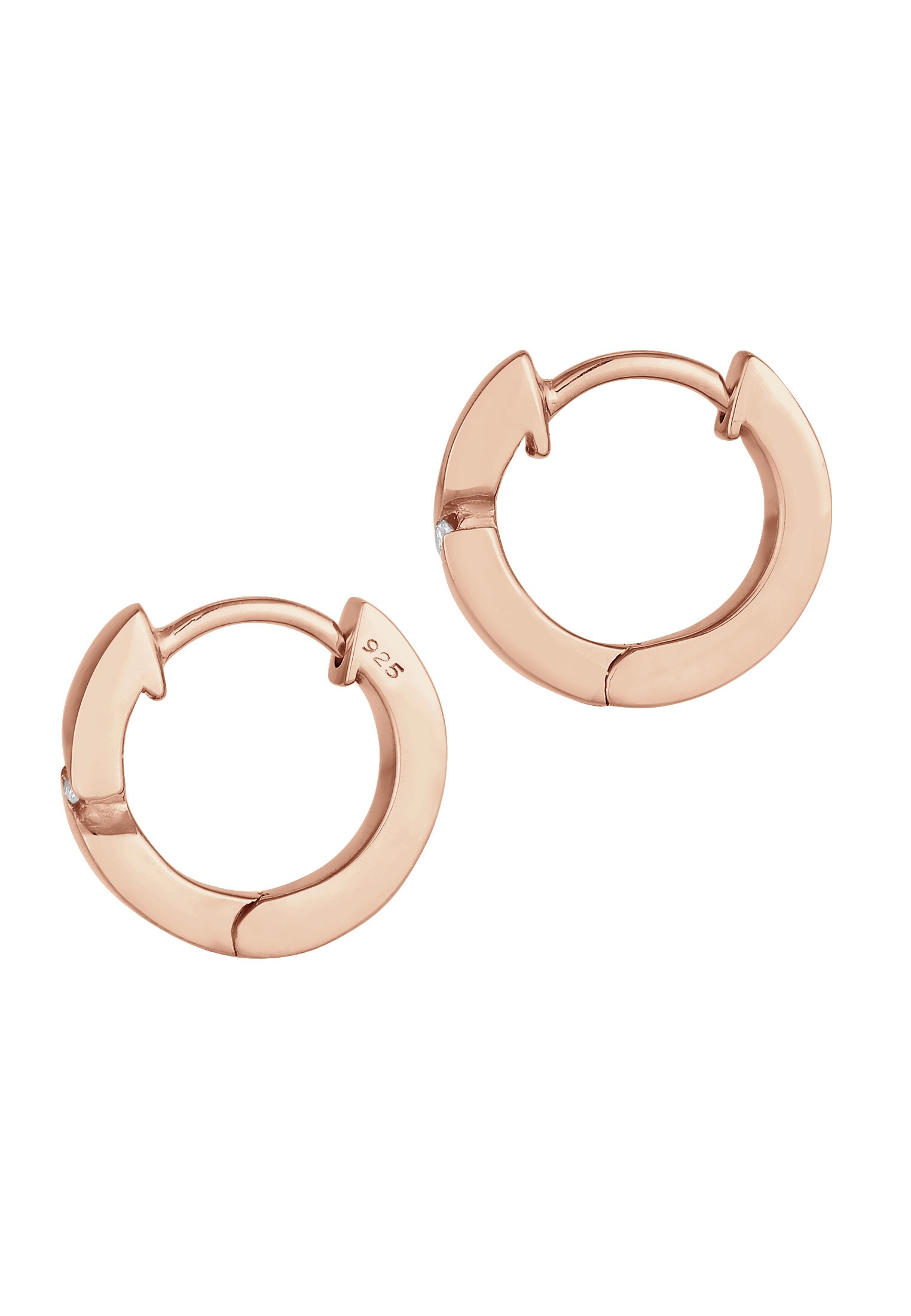Elli DIAMONDS Paar Creolen »Ohrringe Creolen Basic Diamant (0.03 ct.) 925 Silber«
