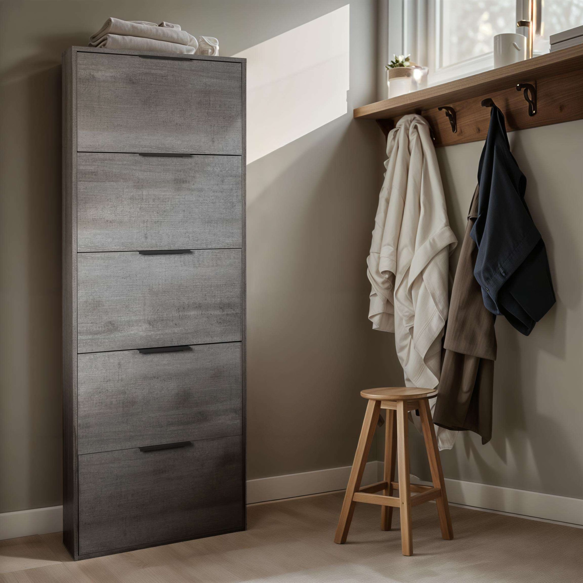 Composad Schuhschrank »Espresso,Schuhschrank, Schuhkipper, mit Klappen«, (1 St.), mit 5 Klappen, schmal
