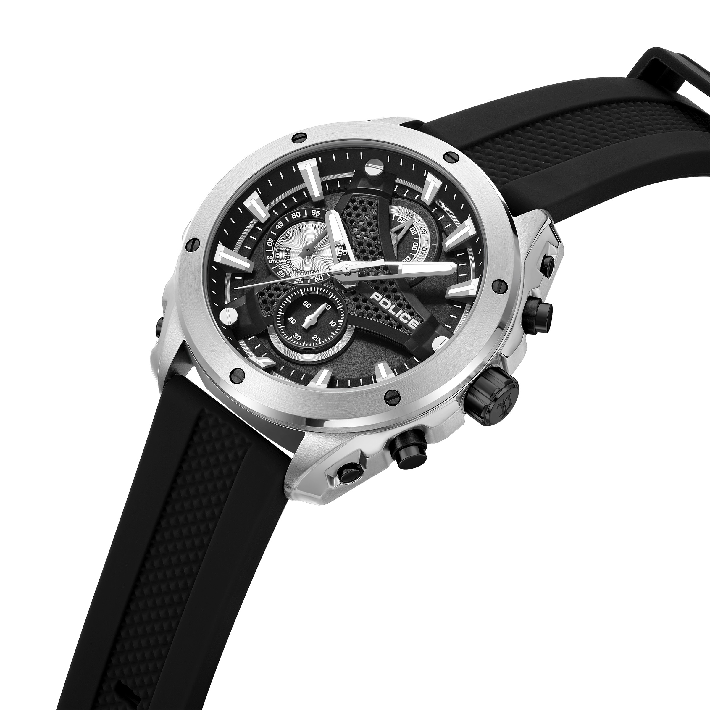 Police Chronograph »Wyvern« Quarzuhr, Armbanduhr, Herrenuhr, Silikonarmband, analog, Stoppfunktion