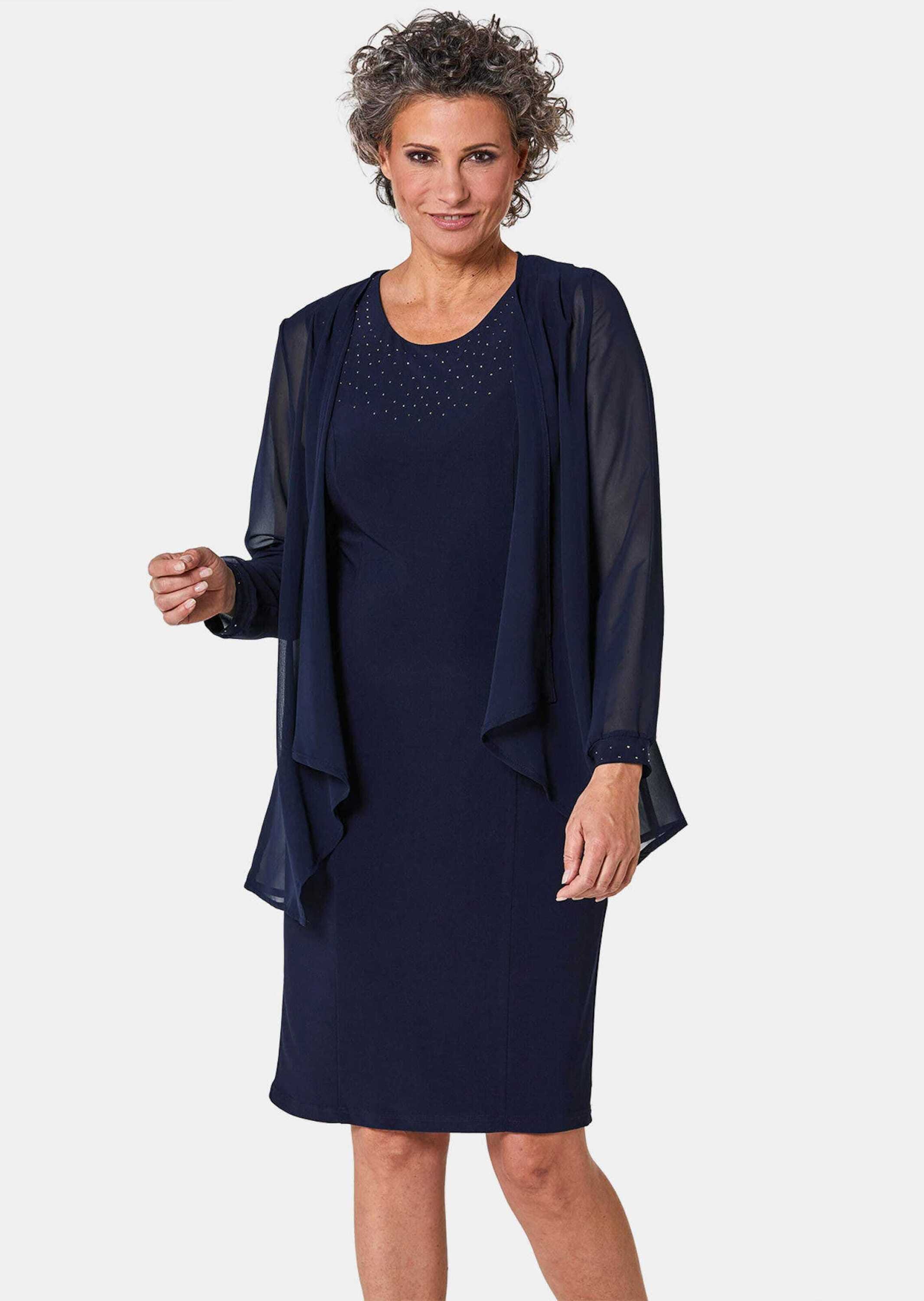 GOLDNER 2-in-1-Kleid »Kurzgröße Kleid mit feinem Chiffonjäckchen«