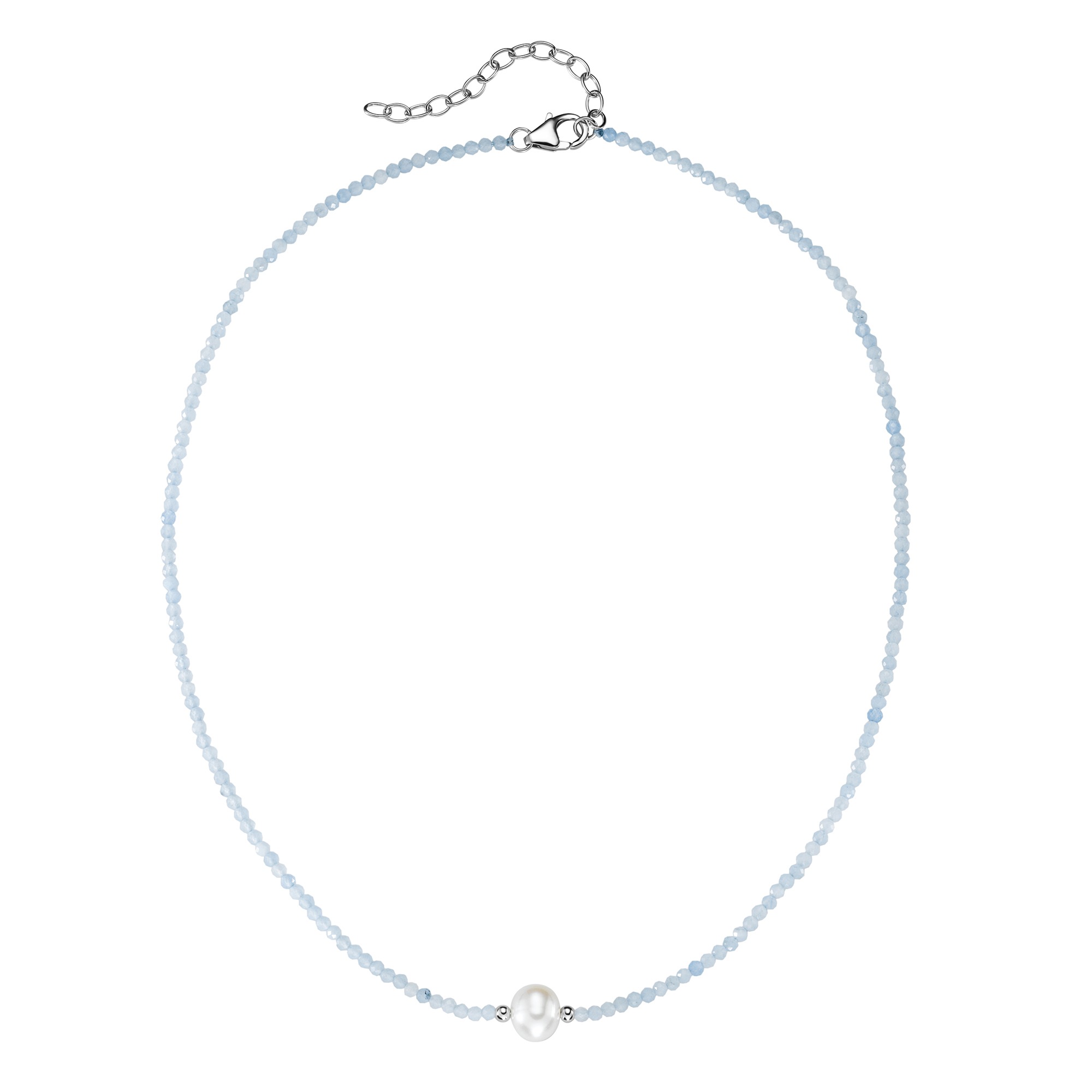 Smart Jewel Collier »Collier mit Stein-Kugeln + Muschelkern-Perle, Silber 925«