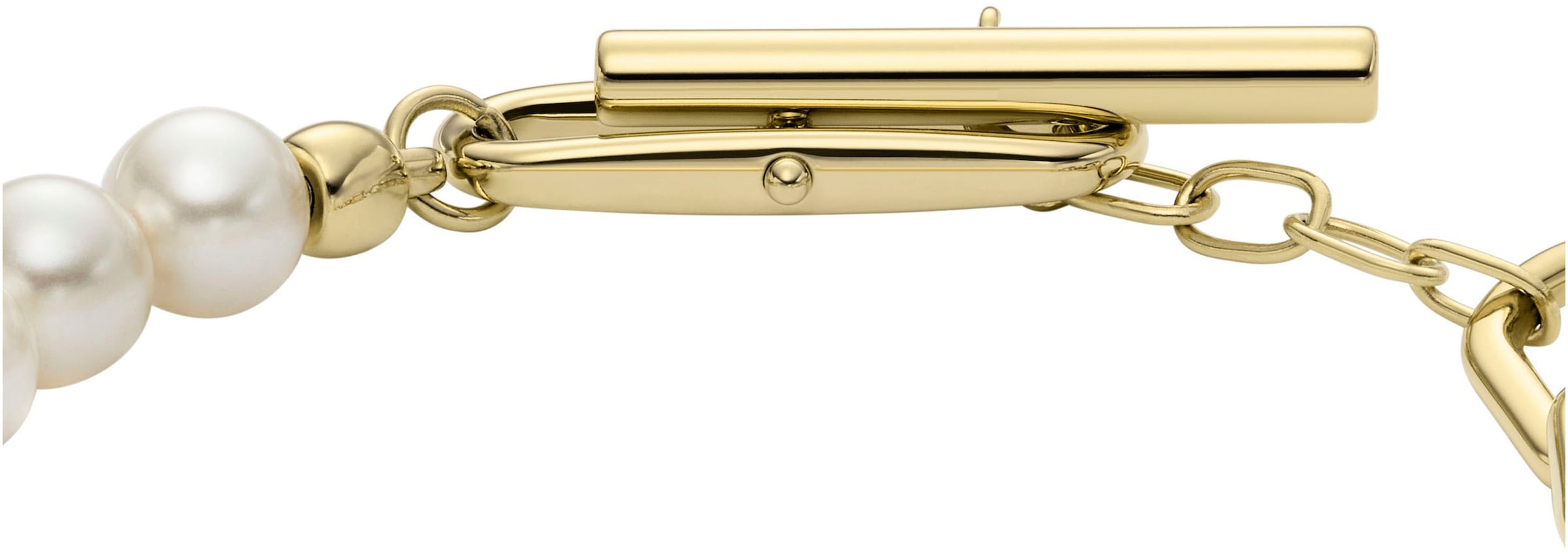 Fossil Armband »Schmuck Geschenk Edelstahl HERITAGE PEARL D-LINK« mit Glasperle