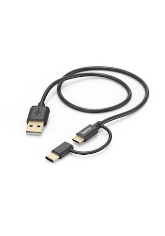 Hama USB-Kabel »2in1 Micro USB Kabel mit USB Type-C Adapter, 1 m, schwarz«, 100 cm kaufen