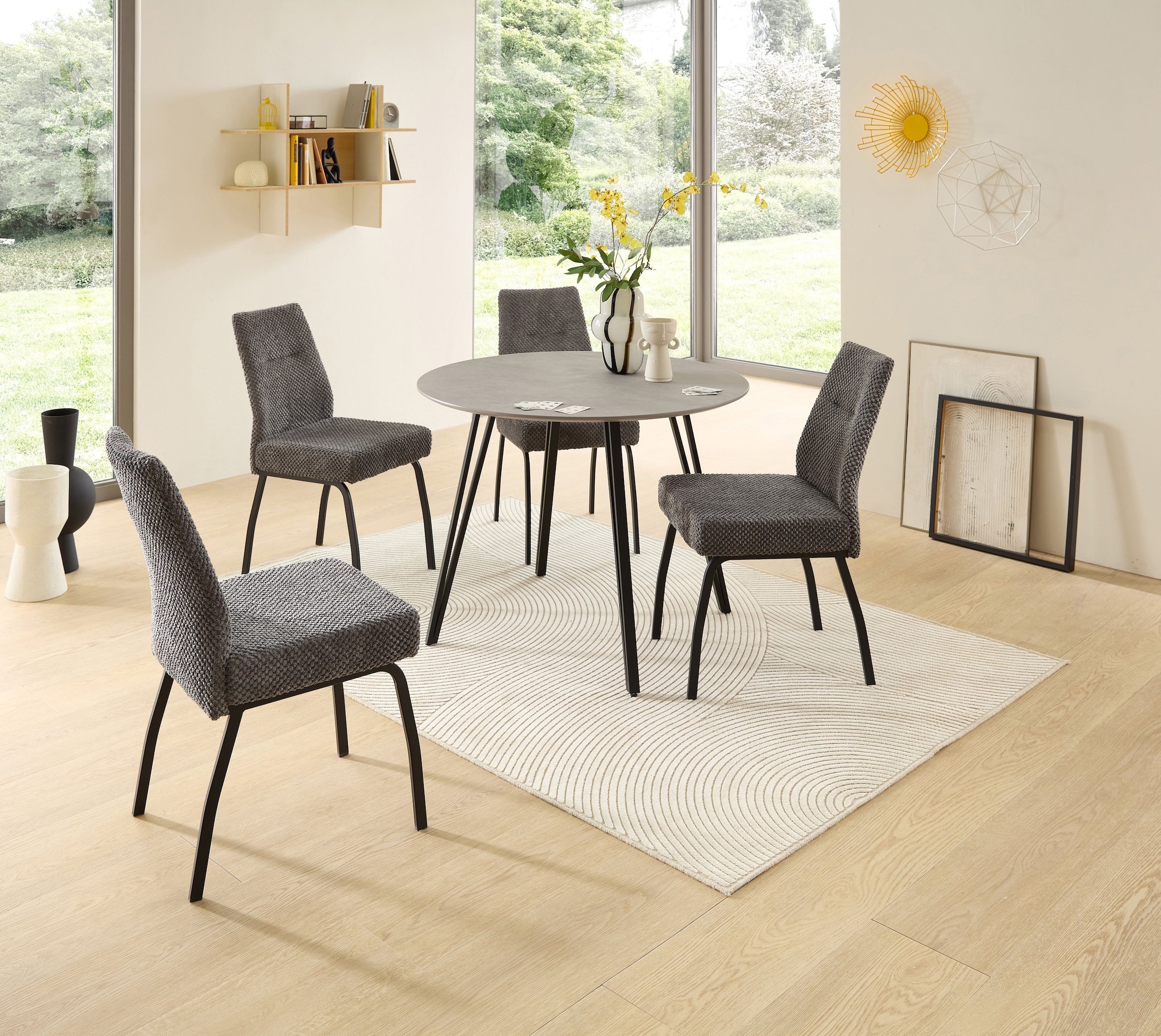 Stolkom Esstisch »Floris Esstisch Ø/H 100x75 cm« 1 Stk. tlg. Schweizer Kante, pulverbeschichtet