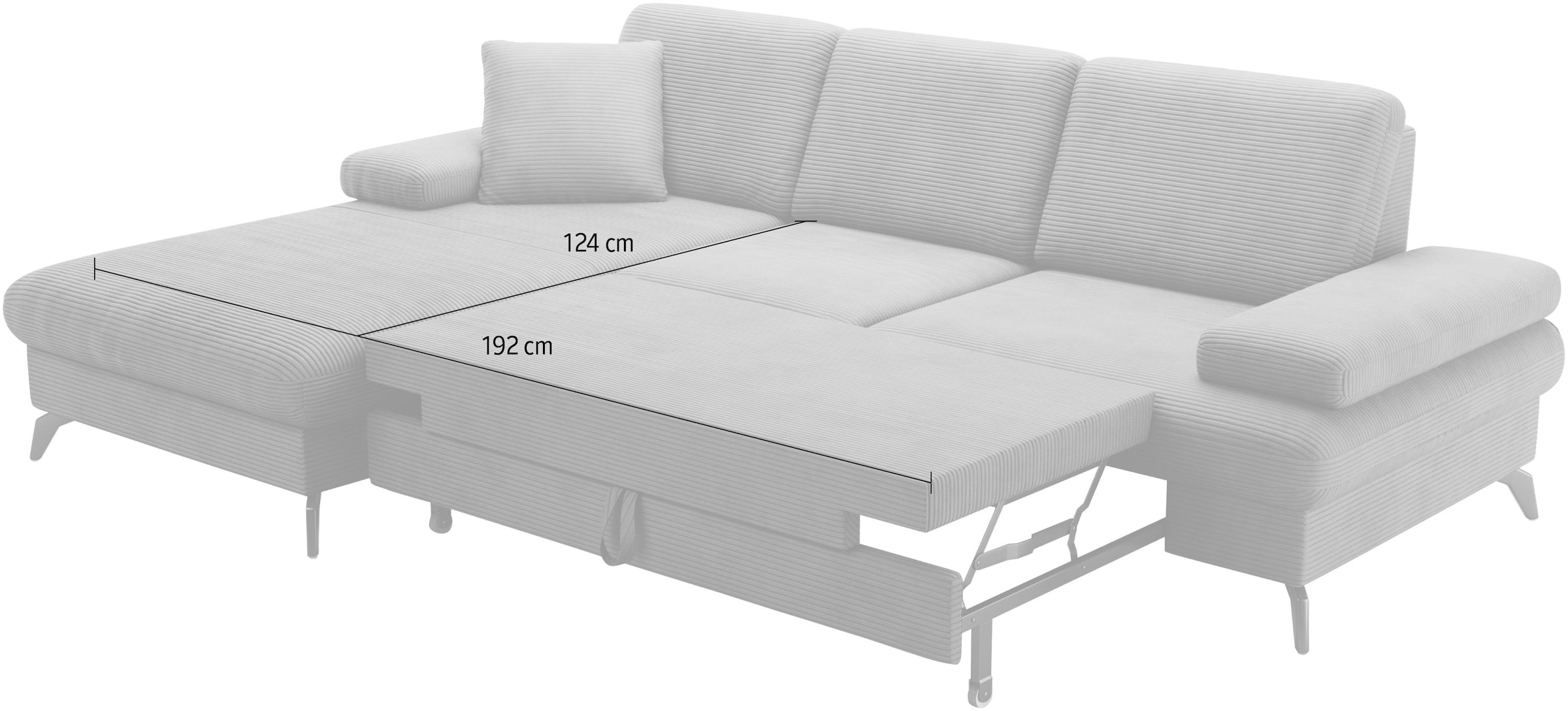 sit&more Ecksofa »Morris Jubi L-Form, inklusive XXL-Liegefläche, bzw. Schlaffunktion«, Bettfunktion, Armteilverstellung und 1 Zierkissen