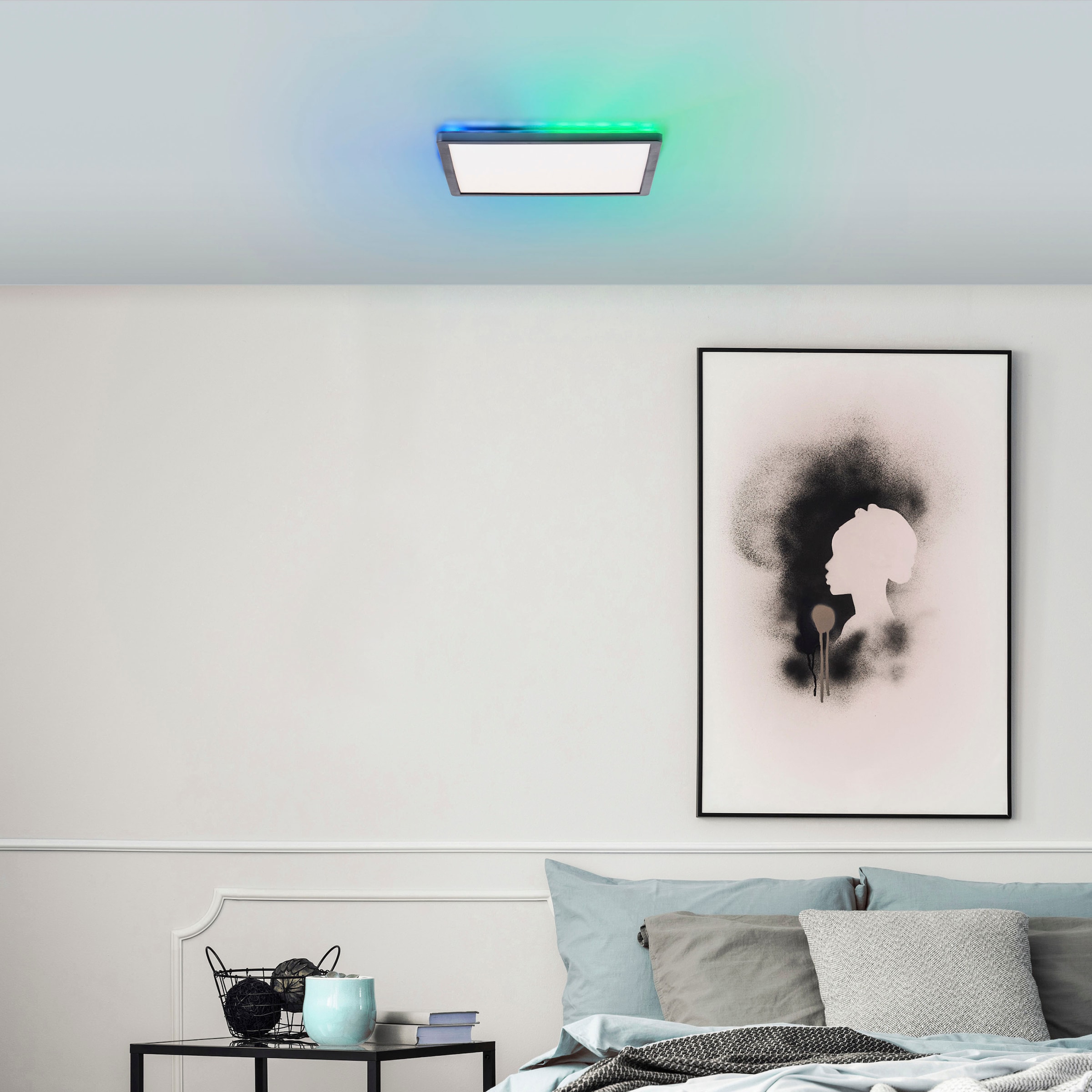 my home LED Deckenleuchte »Elliot«, Leuchtmittel LED-Board | LED fest integriert, 29,5 x 29,5 cm, 2200 Lumen, 3000-6500 Kelvin, weiß/schwarz