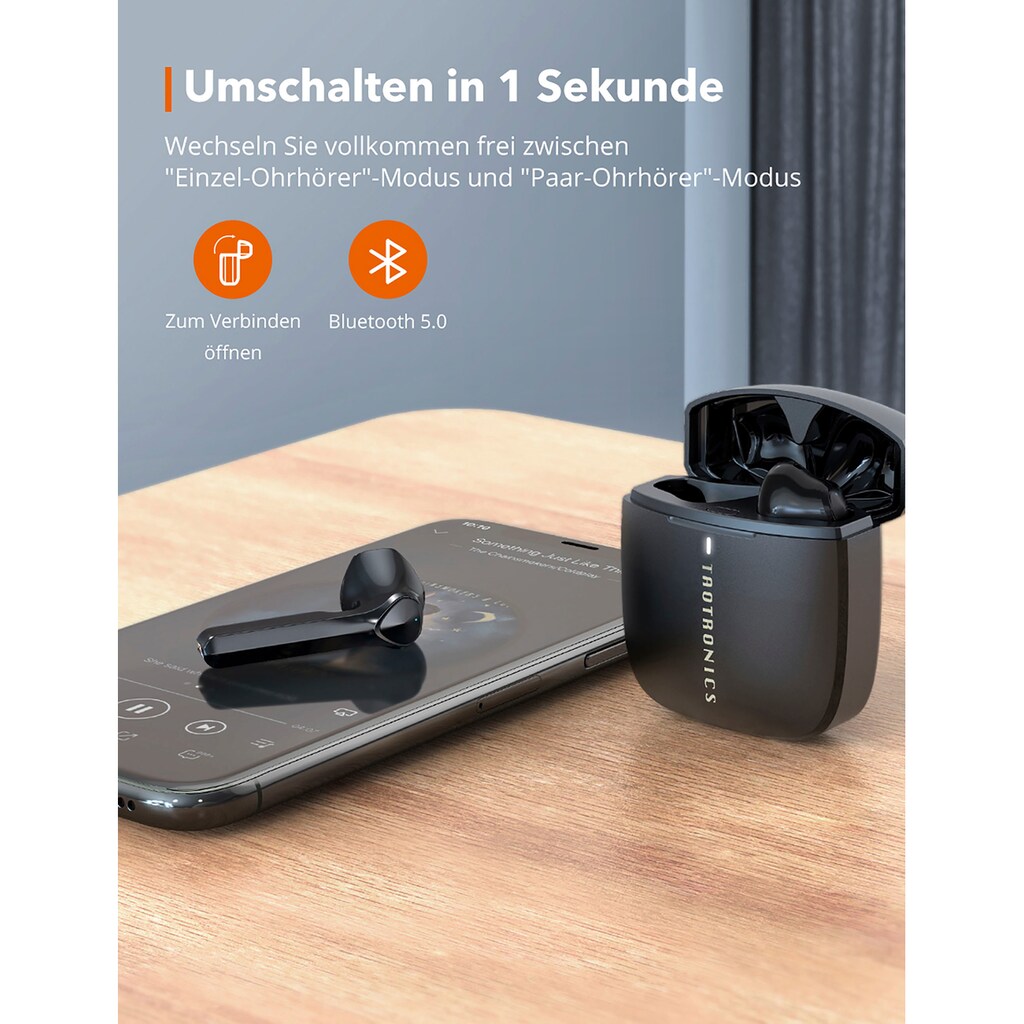 TaoTronics Kopfhörer »TT-BH092«, Bluetooth, Freisprechfunktion-integrierte Steuerung für Anrufe und Musik-Sprachsteuerung