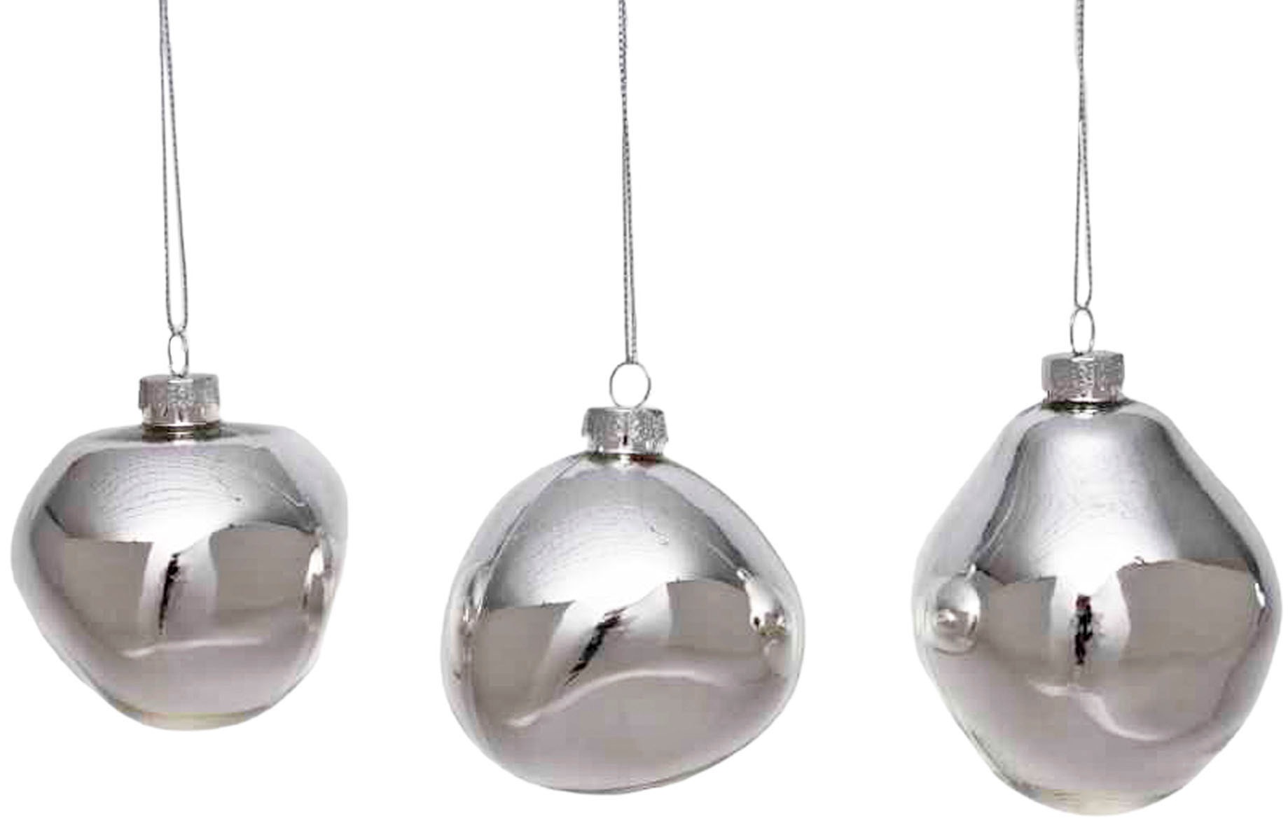 Leonique Weihnachtsbaumkugel »Birdelle glänzend, Weihnachtsdeko, Christbaumschmuck, Christbaumkugeln«, (Set, 6 St.), Baumkugeln in organischer Form, Ø ca. 8 cm, organische Kugeln aus Glas