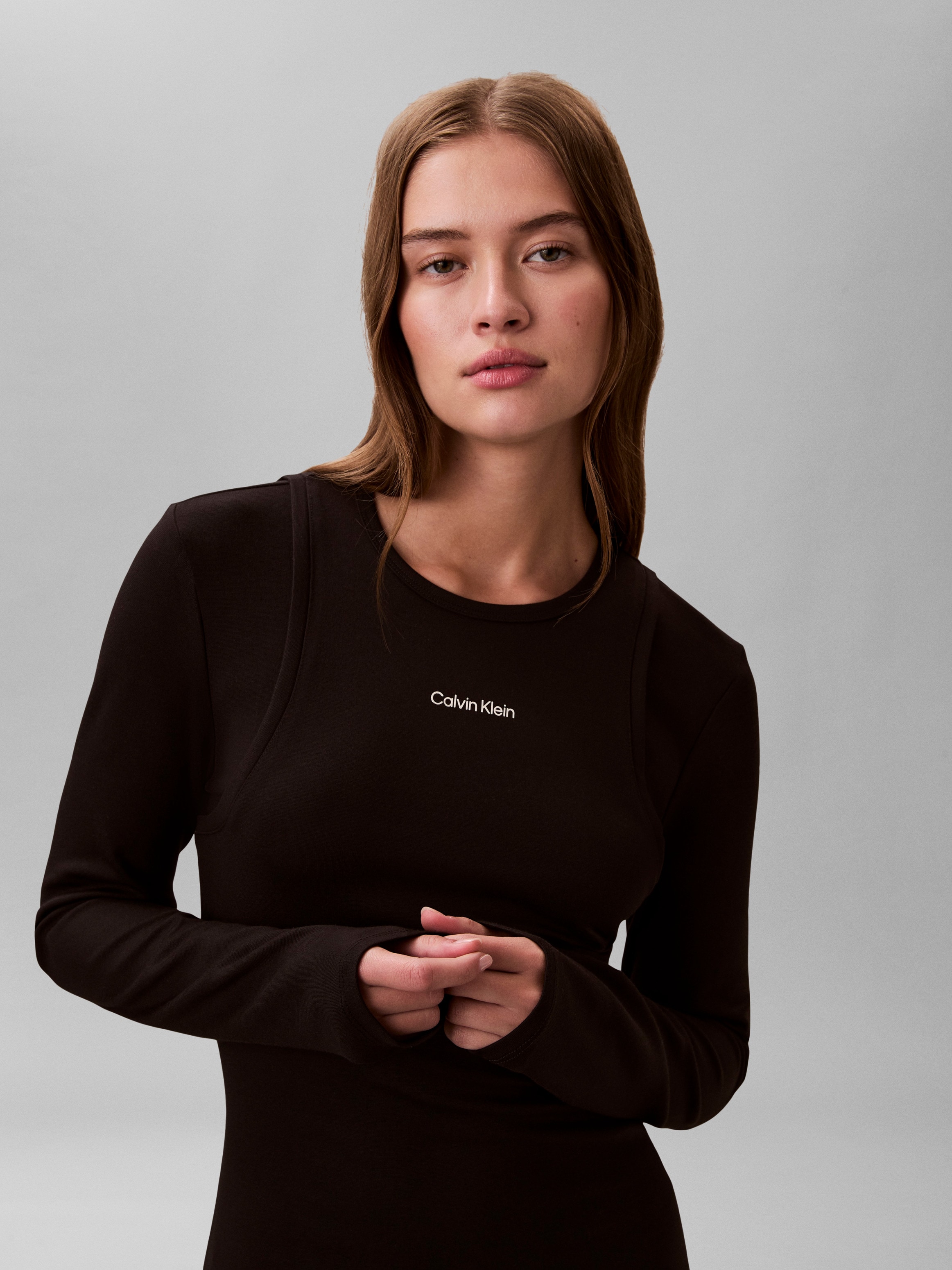 Calvin Klein Jeans Minikleid Ohne Tasche Körpernahe Passform mit Rundhalsausschnitt