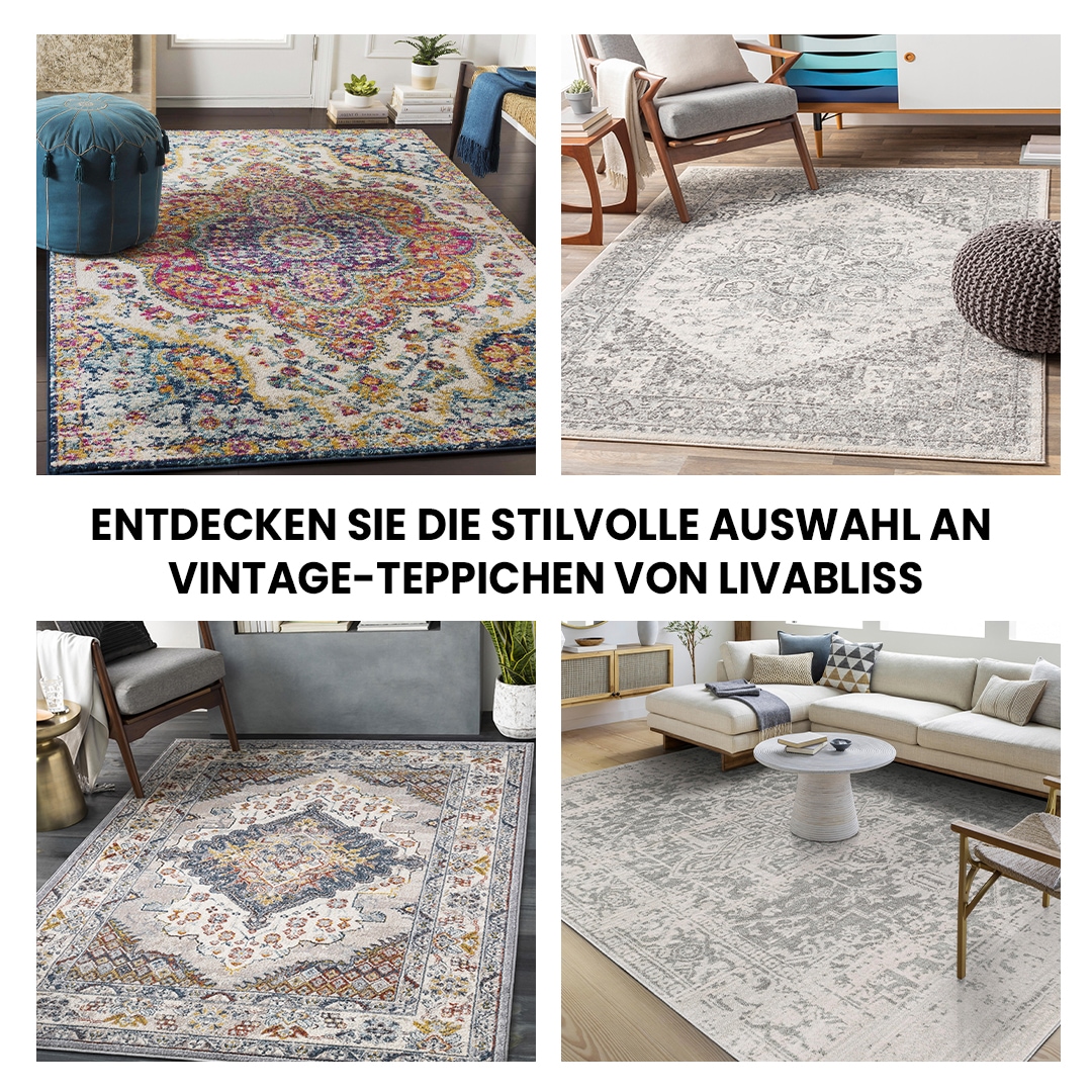 Livabliss Teppich »RABAT«, rechteckig, 8 mm Höhe, Vintage Orientteppich, Kurzflor Boho Wohnzimmerteppich, Läufer