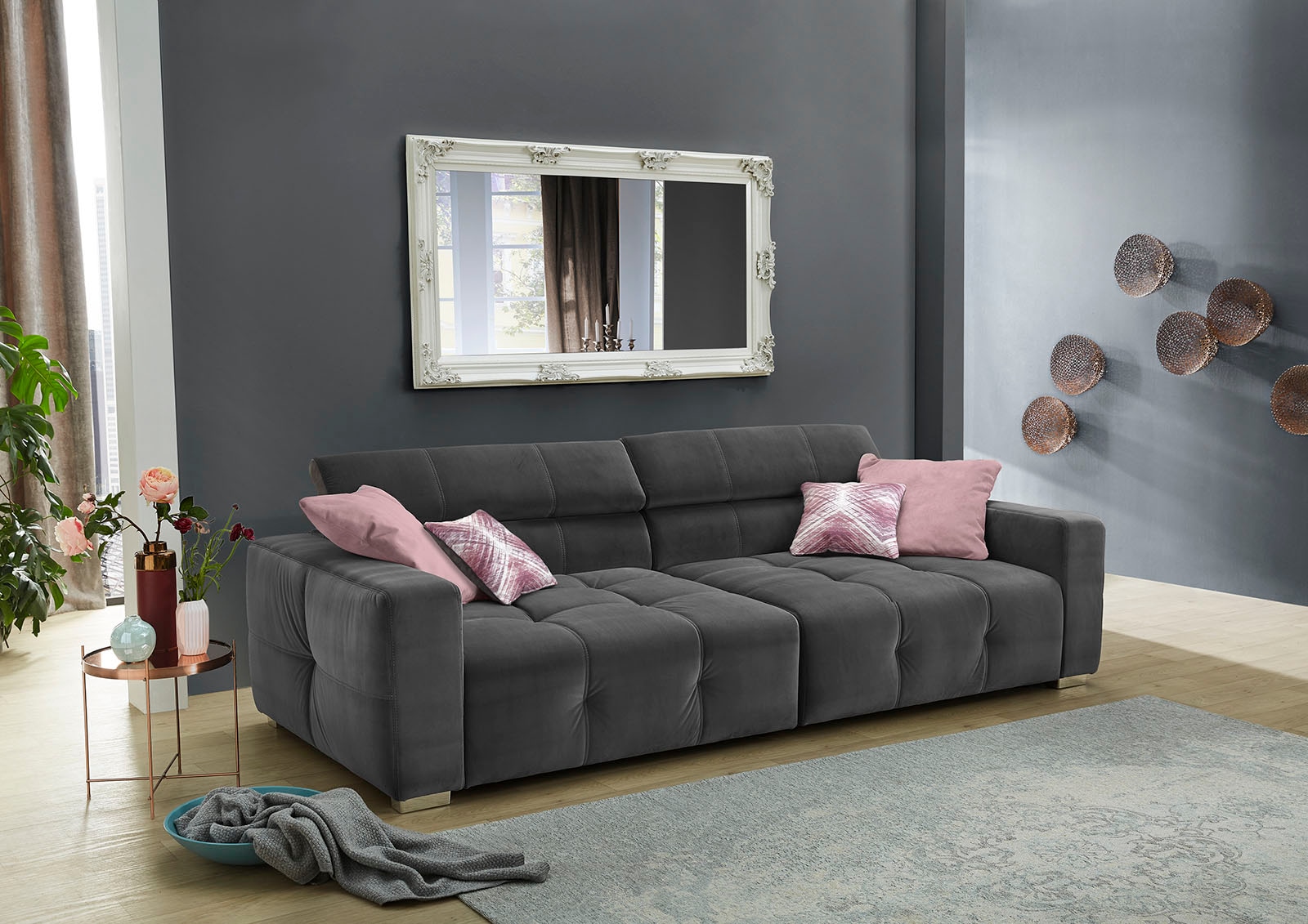 bestellen Jockenhöfer verstellbare Big-Sofa Sitzkomfort »Trento«, Gruppe und auf mehrfach mit Raten Wellenfederung, Kopfstützen