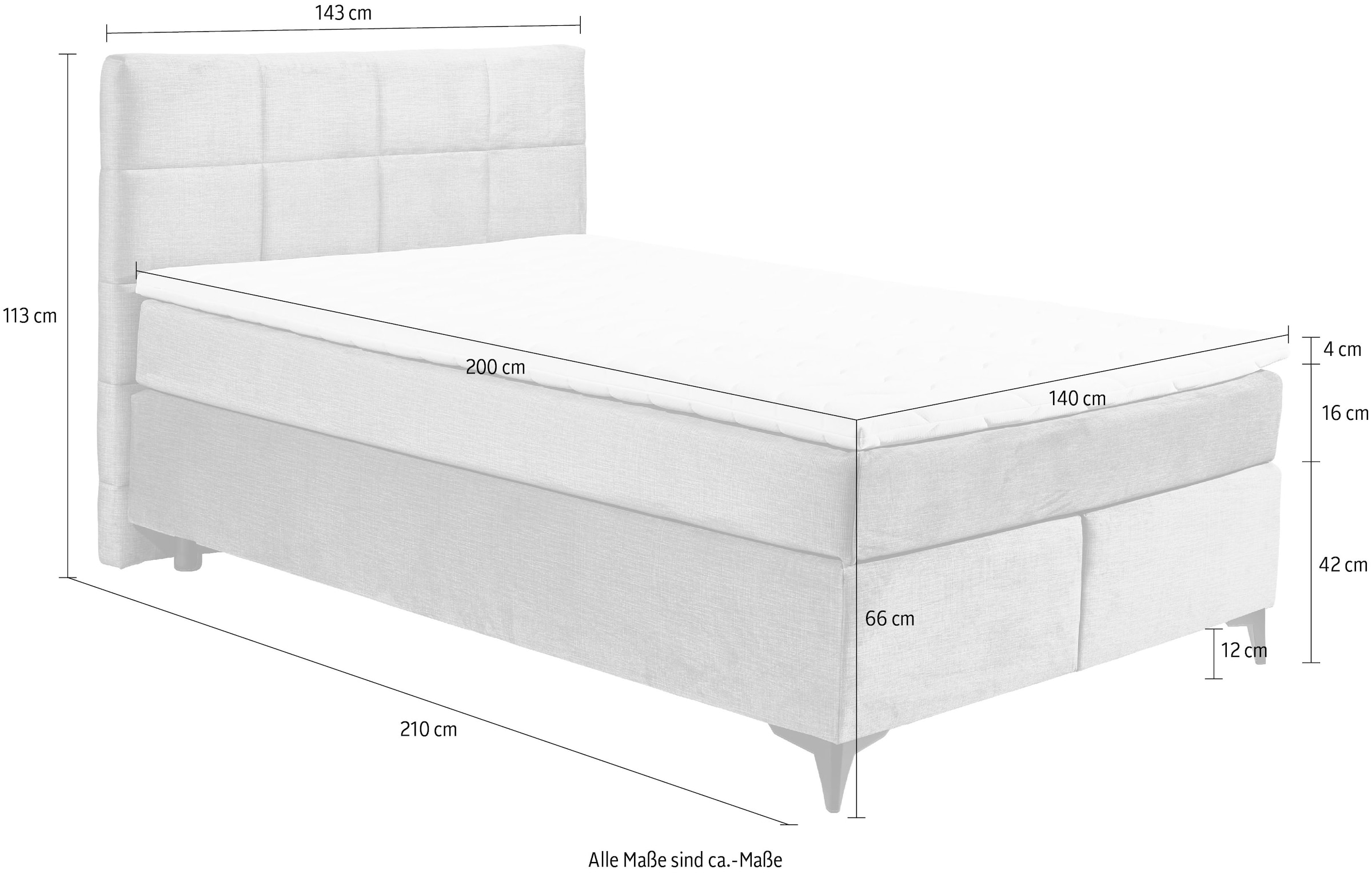 ED EXCITING DESIGN Boxspringbett »Navarra« wahlweise mit Matratze