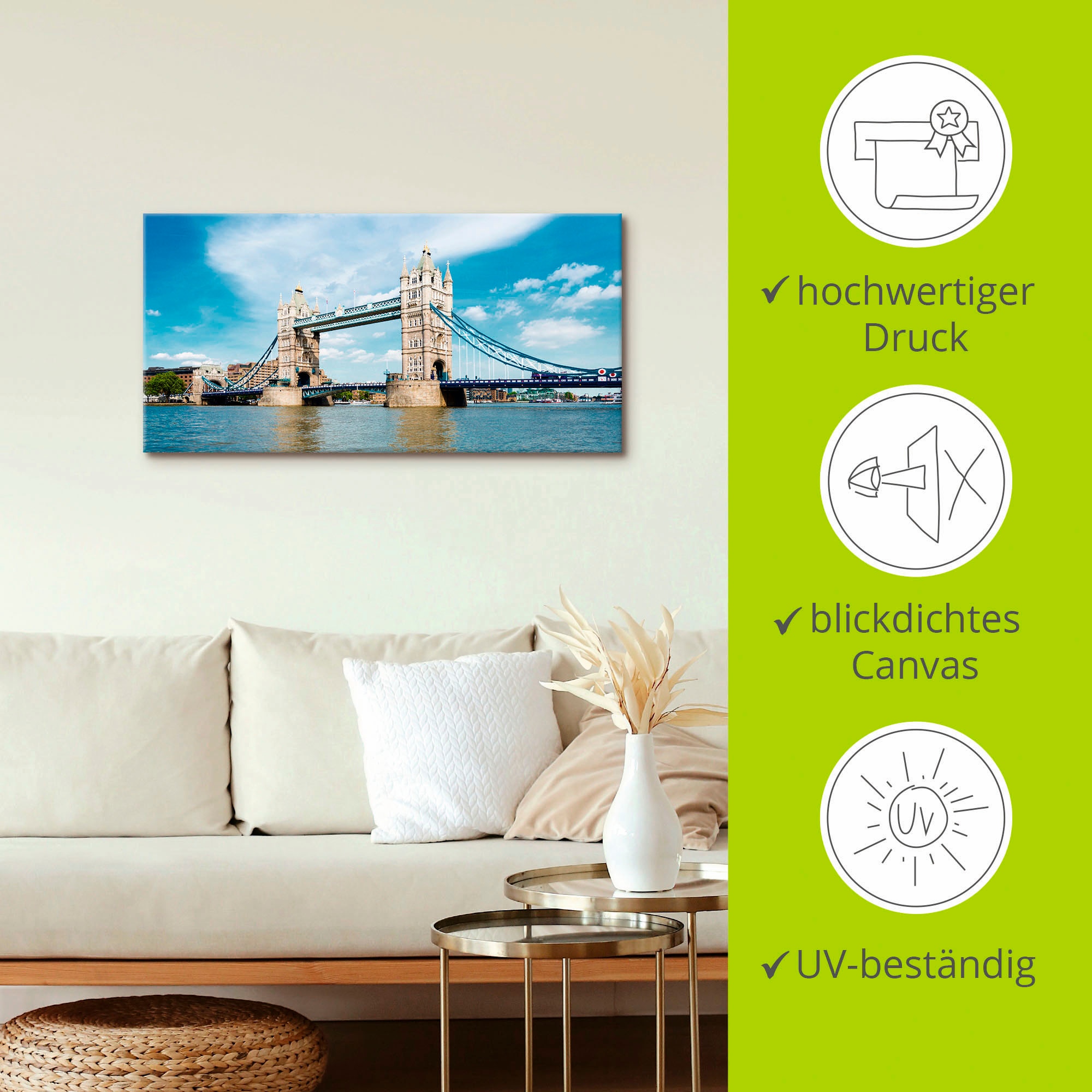 Artland Wandbild »London Tower Bridge«, Brücken, (1 St.), als Alubild, Outdoorbild, Leinwandbild in verschied. Größen