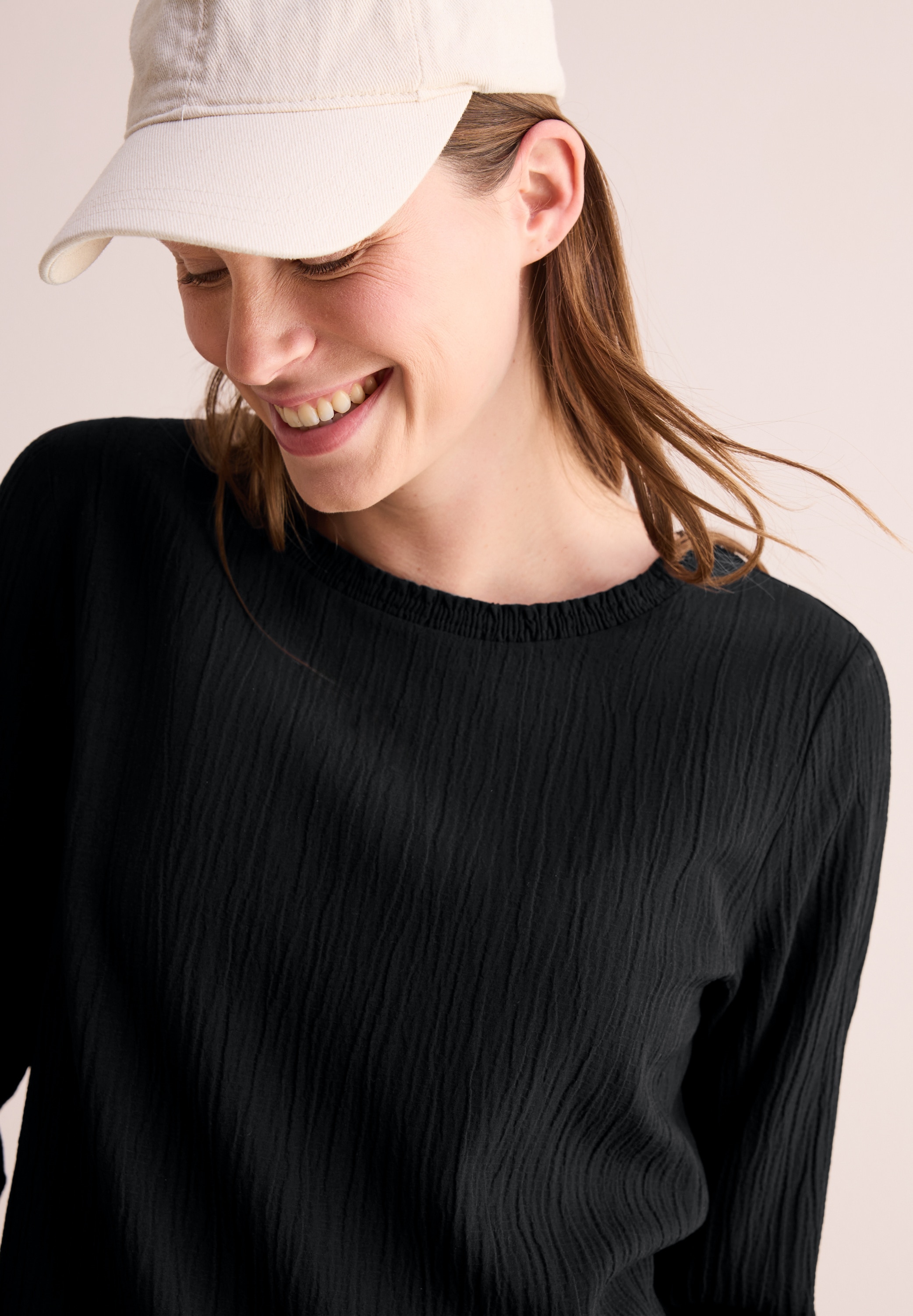 Cecil Schlupfbluse, mit Smock-Detail in Crêpe-Qualität