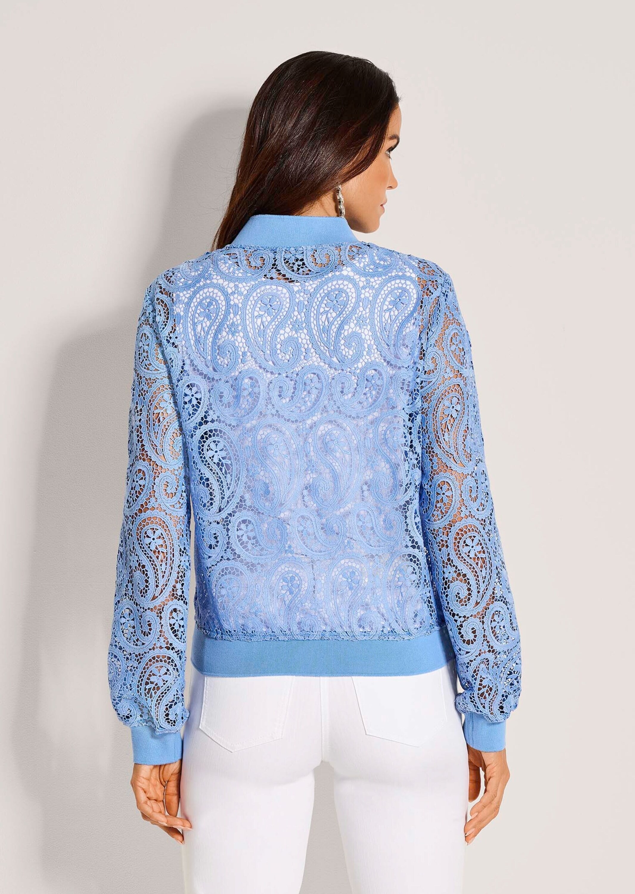 MADELEINE Jackenblazer »Blazer Eleganter Blouson mit Paisley-Spitze« Transparente Spitze