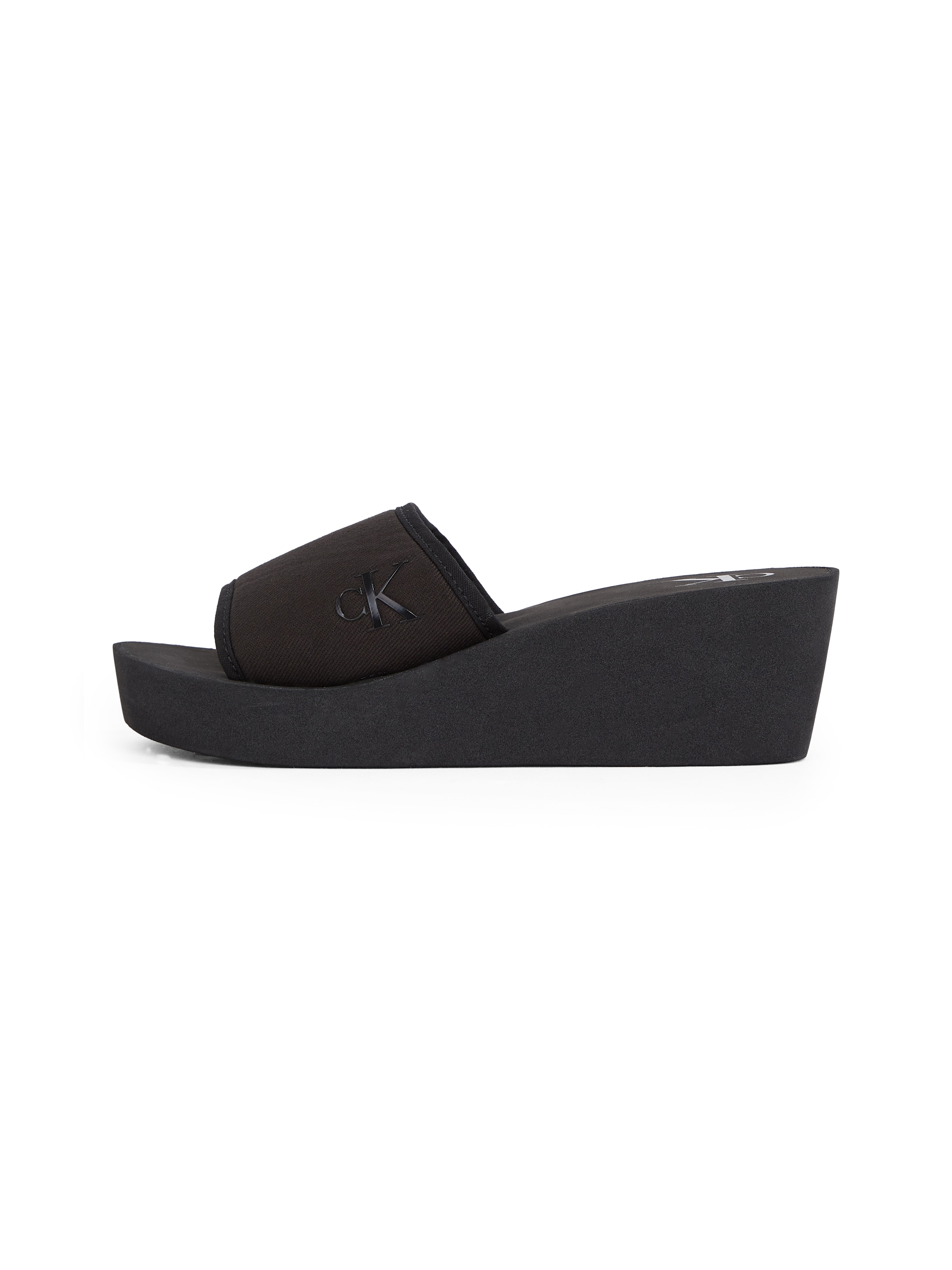 Calvin Klein Jeans Badepantolette »BEACH WEDGE SLIDE CANVAS«, Sommerschuh, Strandschuh, Badeschuh, Schlappen zum Schlupfen