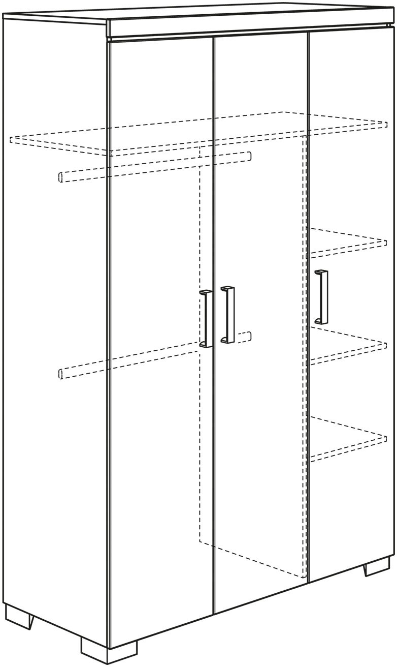 PAIDI Kleiderschrank »HILJA, by PAIDI, 3-türig«, praktische Einteilung mit Einlegeböden und Kleiderstangen