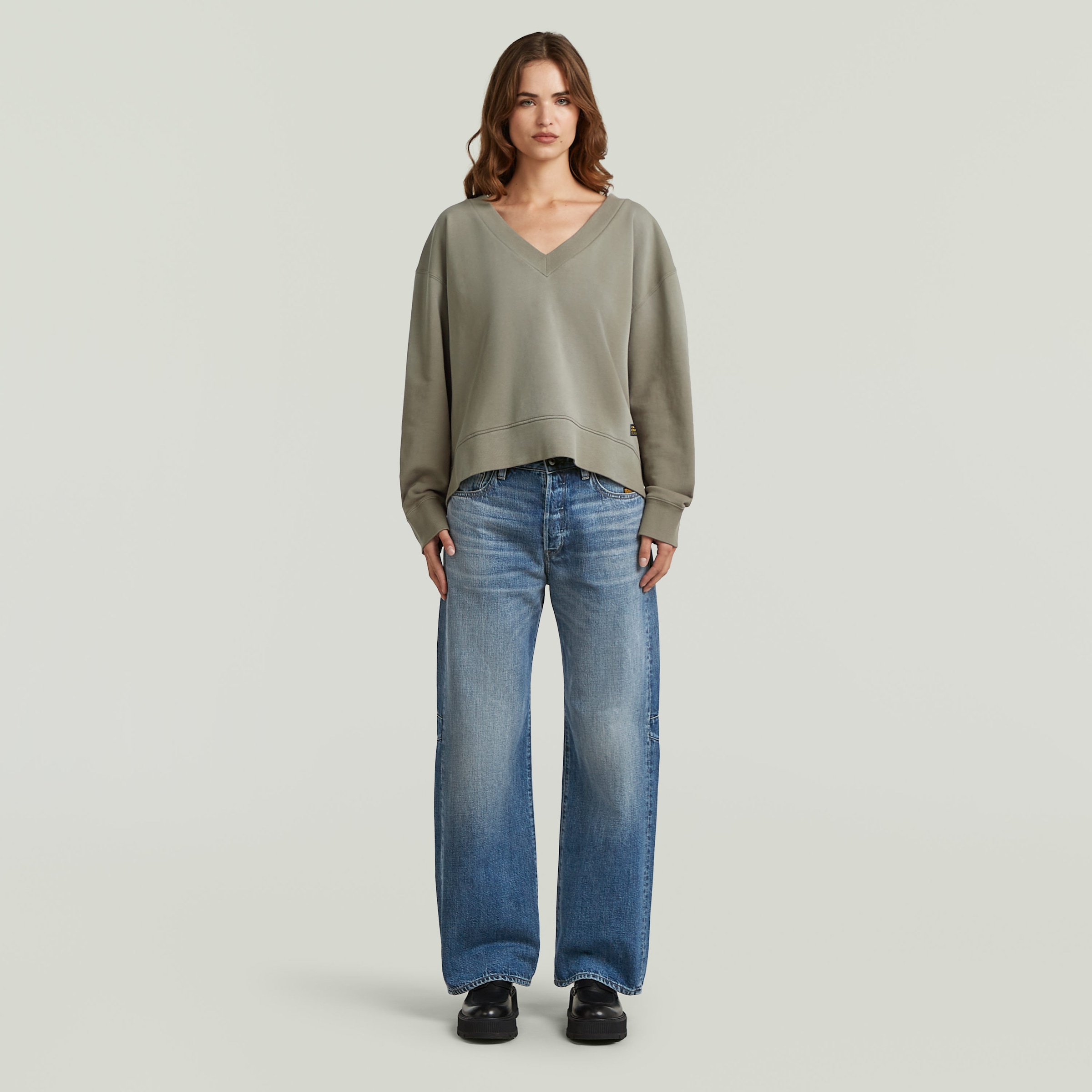 G-STAR Sweatshirt »Sun faded V-Neck Loose Wmn«, mit V-Ausschnitt
