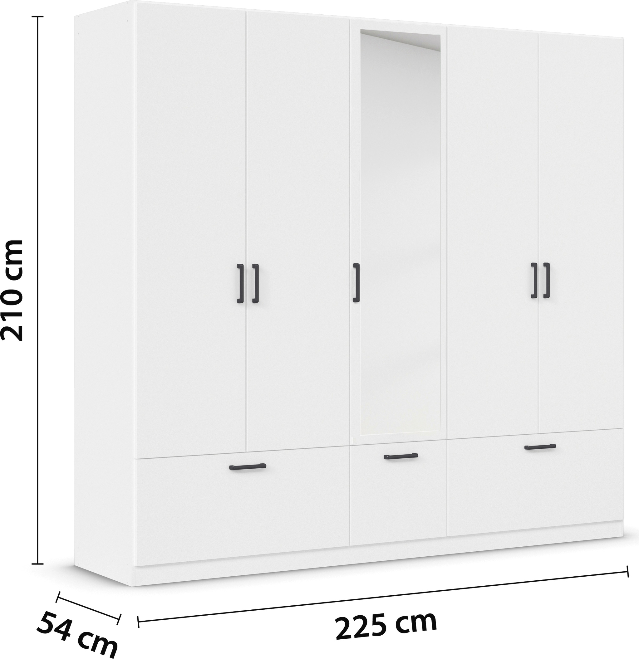 rauch Drehtürenschrank »Kleiderschrank Schrank Garderobe Wäscheschrank BARI mit Spiegel«, mit Schubkästen und modernem Griff in Graumetallic MADE IN GERMANY