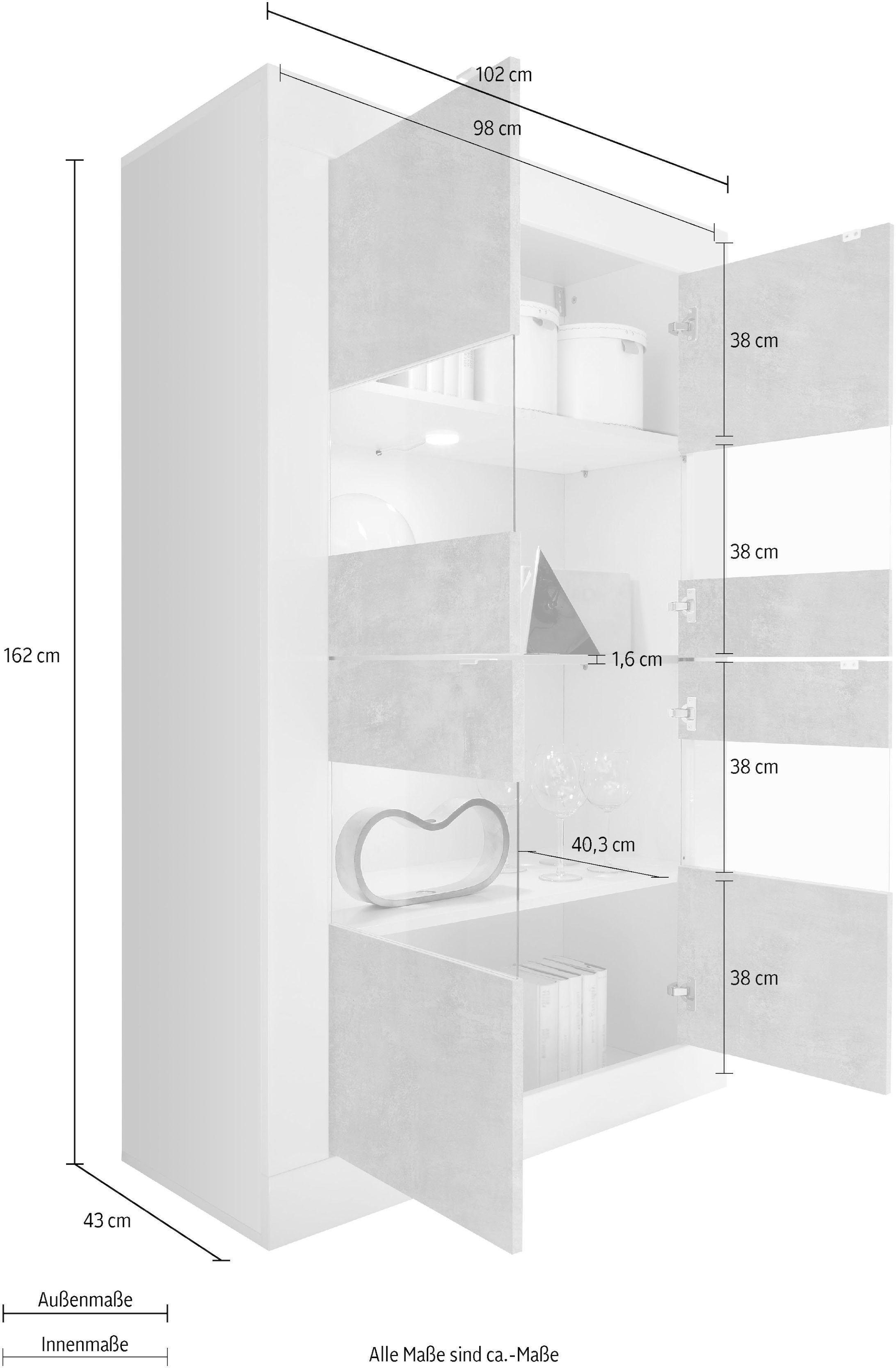 INOSIGN Stauraumvitrine »Basic«, Höhe 162 cm