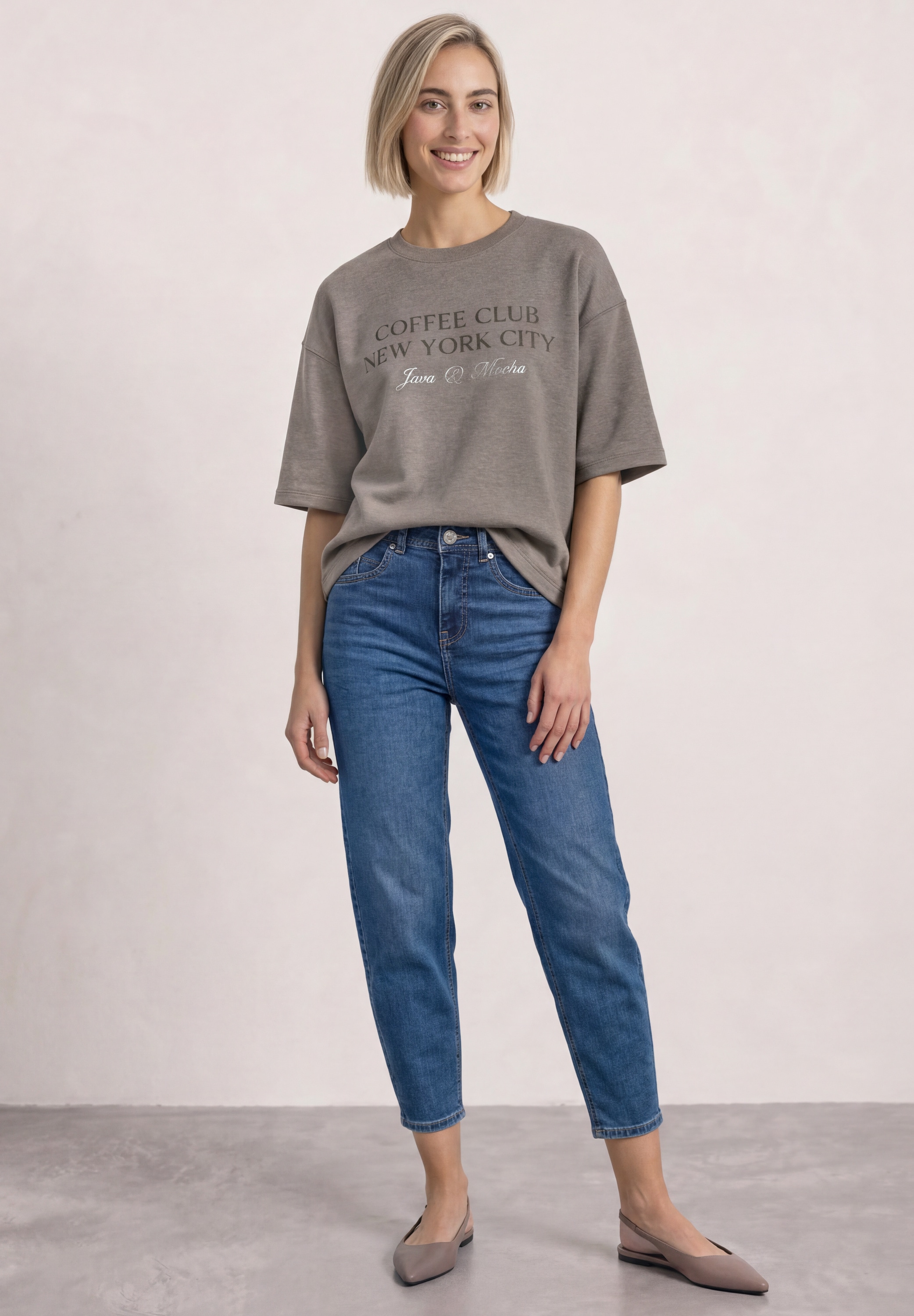 STREET ONE Sweater , Kurzarm-Sweater mit Wording
