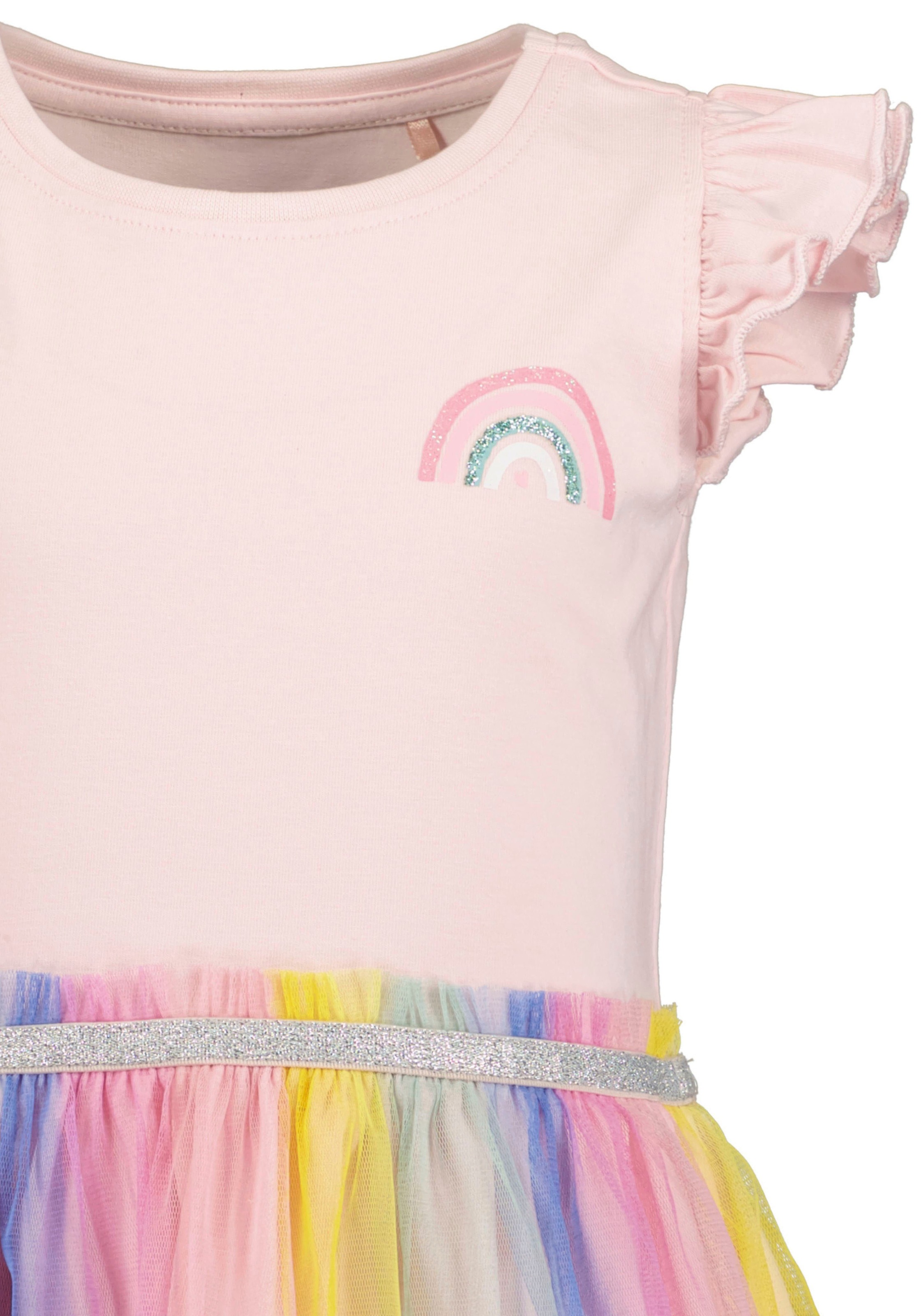 Blue Seven Jerseykleid 1 tlg. tlg. mit aufgenähtem, transparentem Tüllrock in Regenbogenfarben