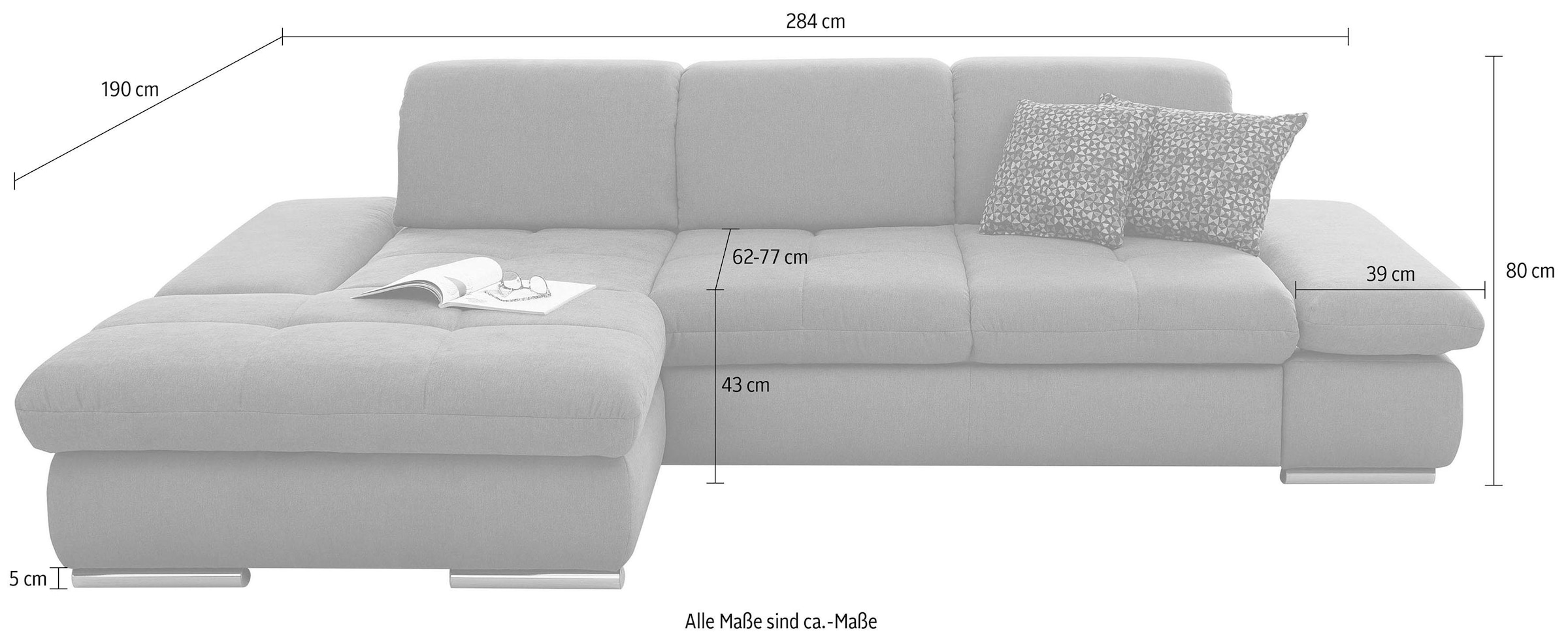 set one by Musterring Ecksofa »SO 4100«, Recamiere links oder rechts,  wahlweise mit Bettfunktion auf Raten bestellen