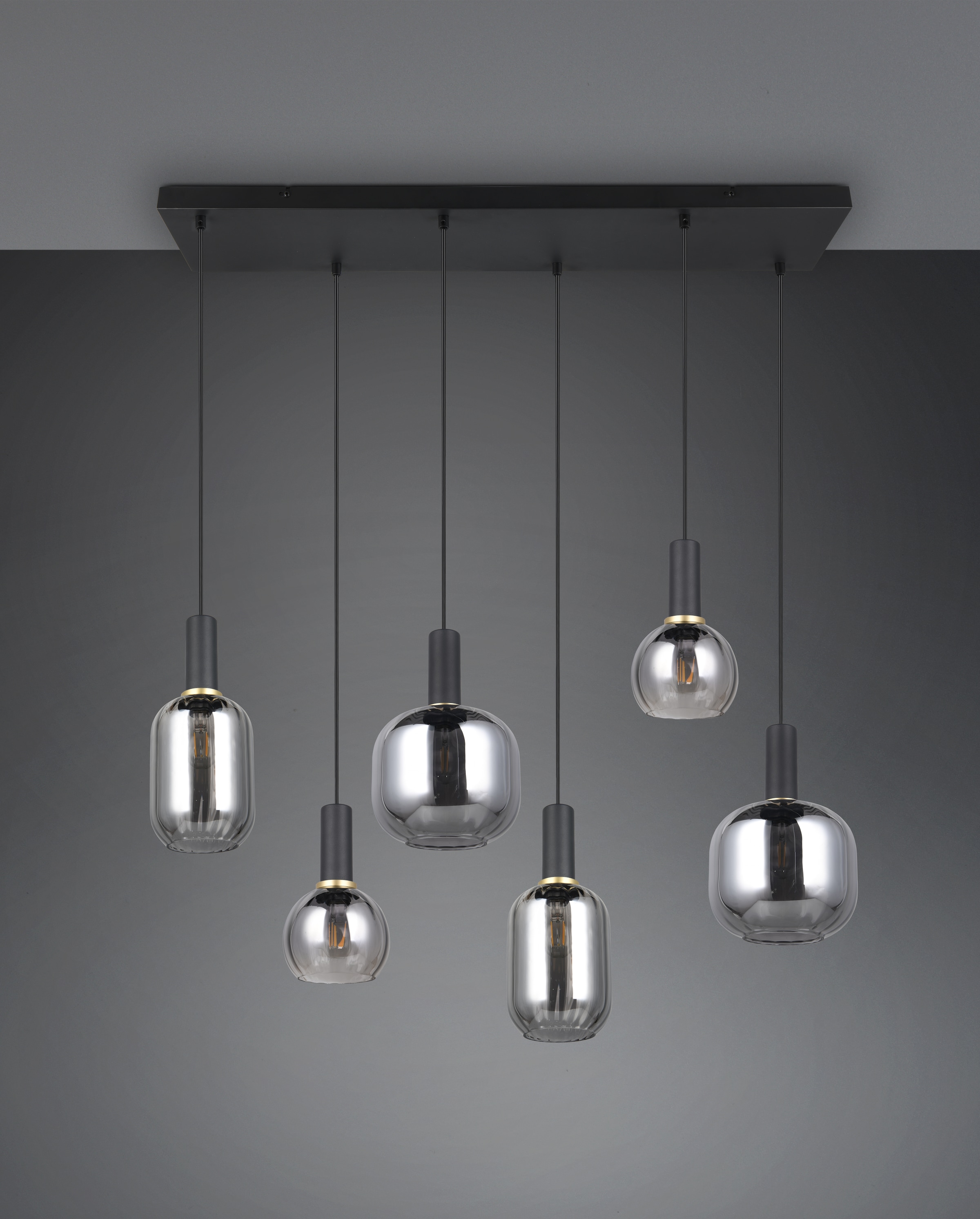 TRIO Leuchten Pendelleuchte »DIVA, E27 Hängelampe 6-flammig mit Glasschirm, exkl 6xE27 max 10W« E27 1 Stk. warmweiß - kaltweiß höhenverstellbar bis max 150cm Hängeleuchte 92x35 cm Wohnzimmer Küche