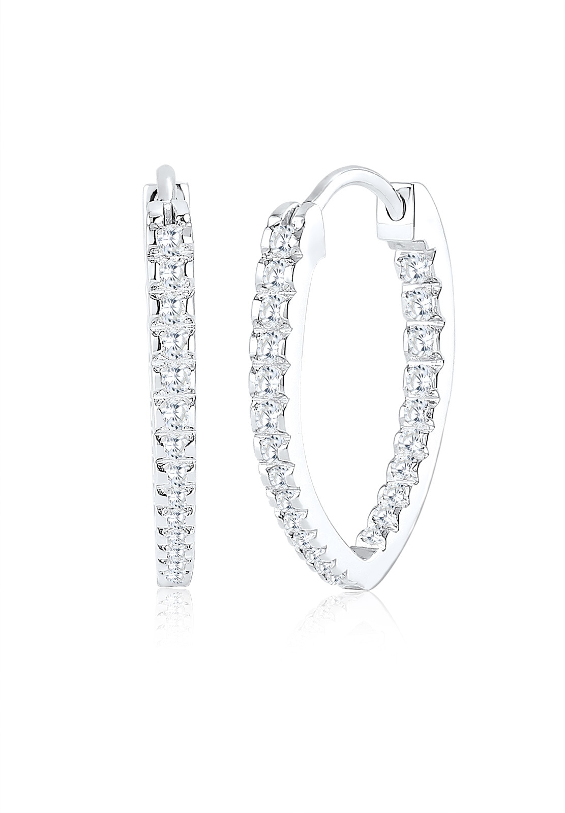 Elli Paar Creolen »Ohrringe Creolen Oval Zirkonia Weiß 925 Sterling Silber«