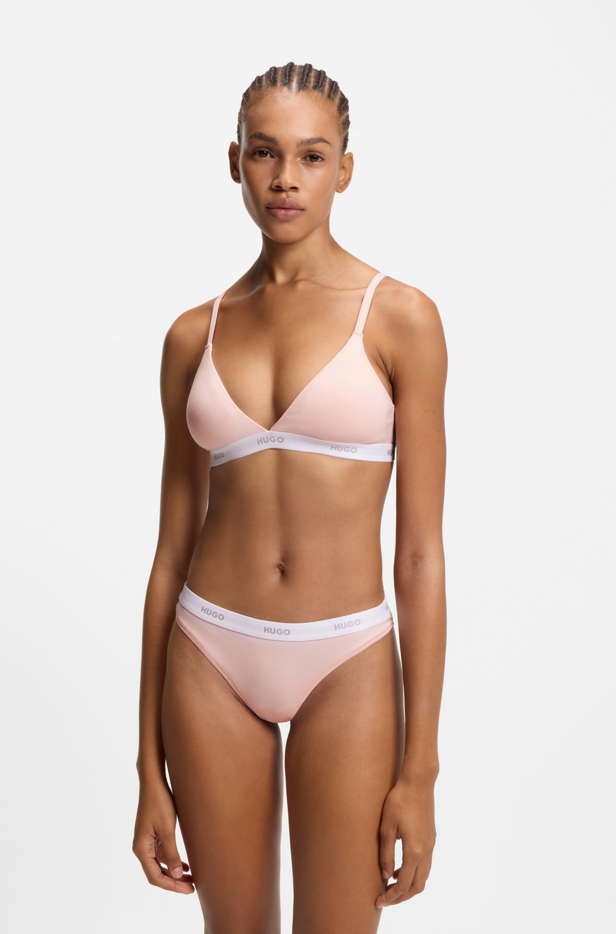 HUGO Underwear Triangel-BH »aus Stretch-Baumwolle mit Logo-Unterbrustband« mit herausnehmbaren Polstern, geformte Körbchen