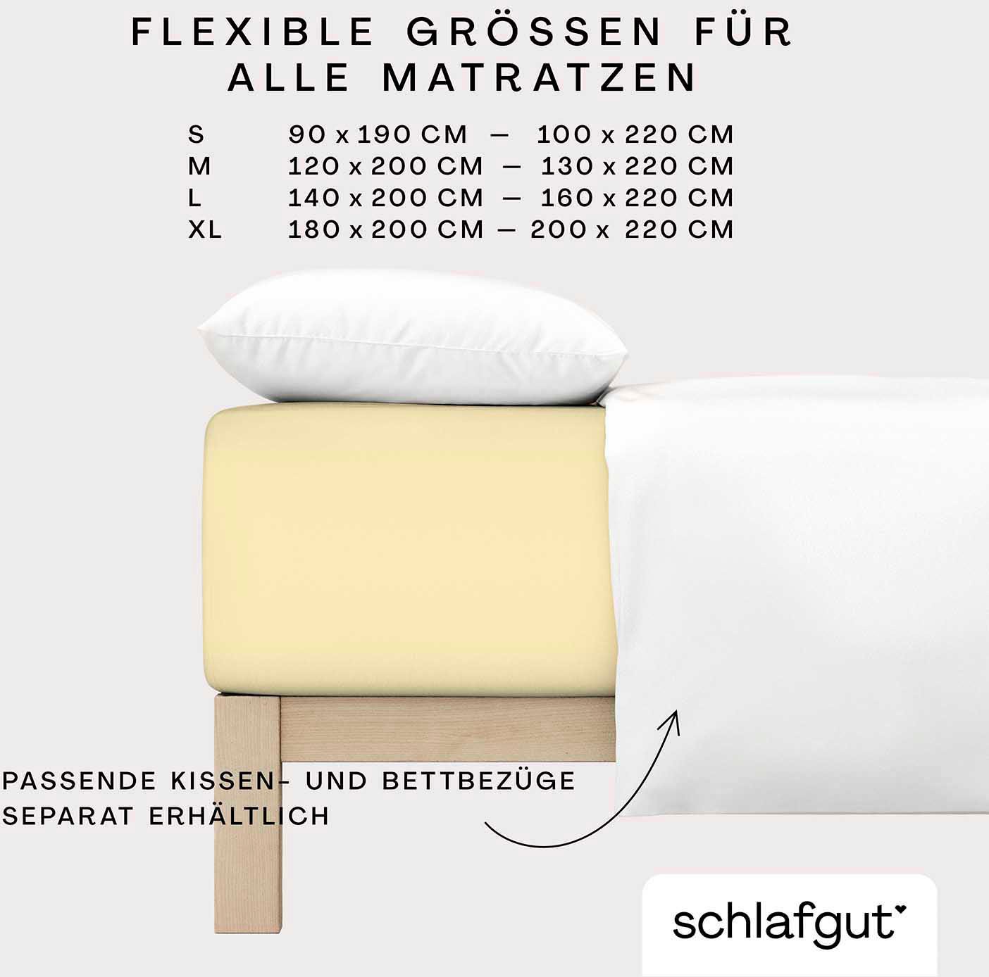 Schlafgut Spannbettlaken »PURE BOXSPRING in Gr. 90x200, 140x200 oder 180x200, für Boxspringbett«, aus Bio-Baumwolle, für Matratzen bis 40 cm Höhe, Bettlaken