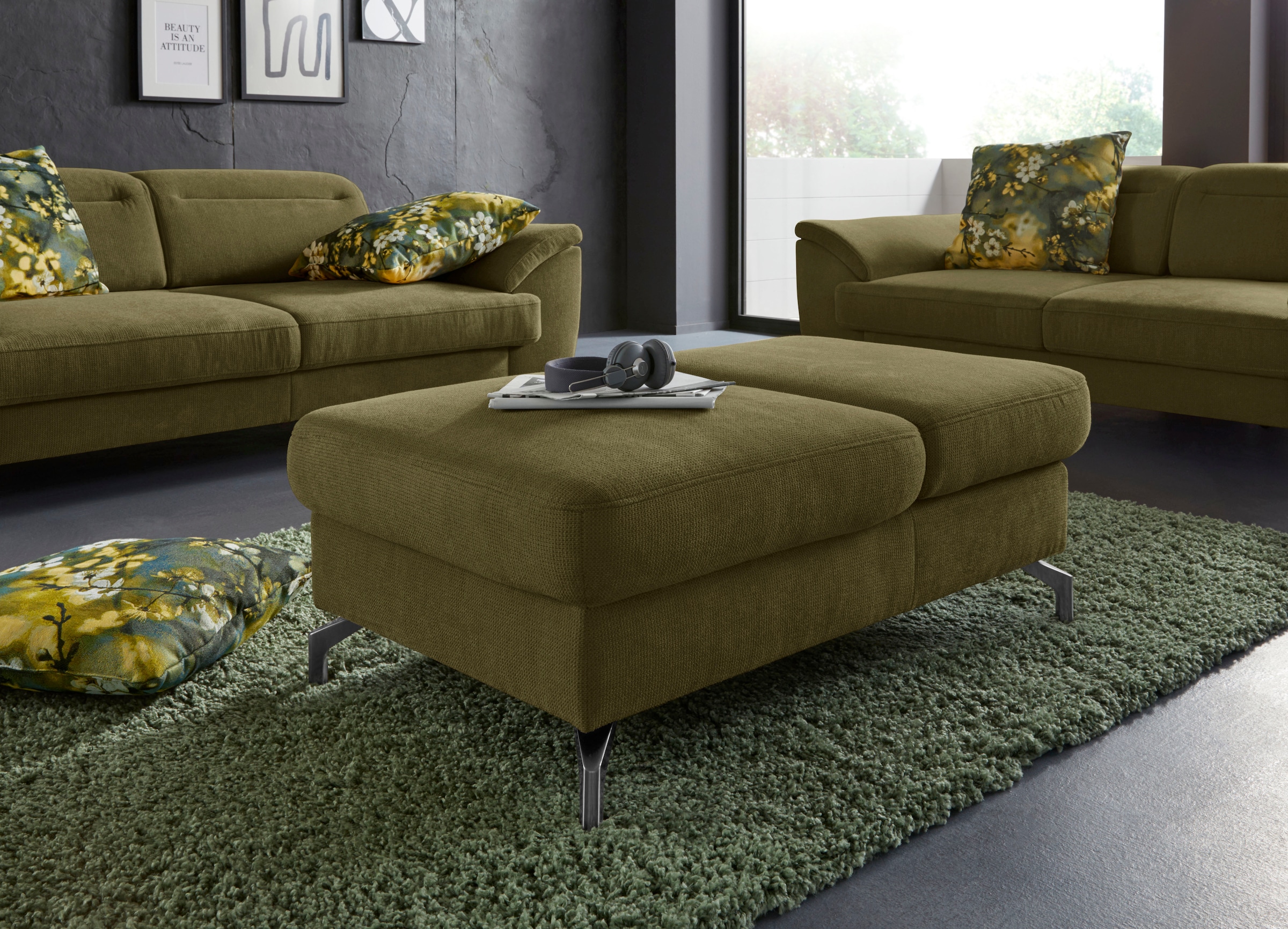 sit&more Hocker »Percy«, Fußhöhe 15cm, mit Klappfunktion, wahlweise in 2 Fußfarben