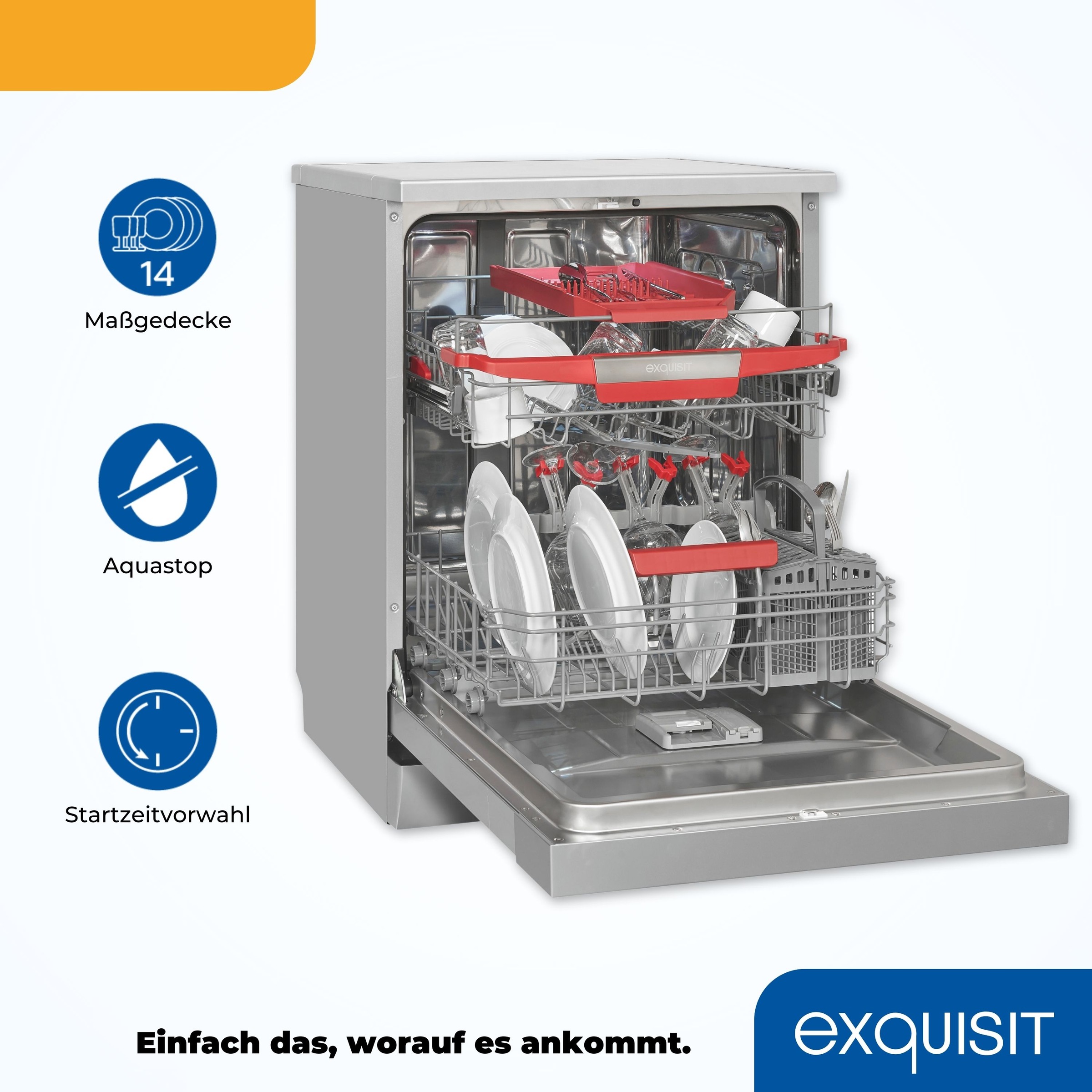 exquisit Standgeschirrspüler »GSP9614-030B«, 14 Maßgedecke