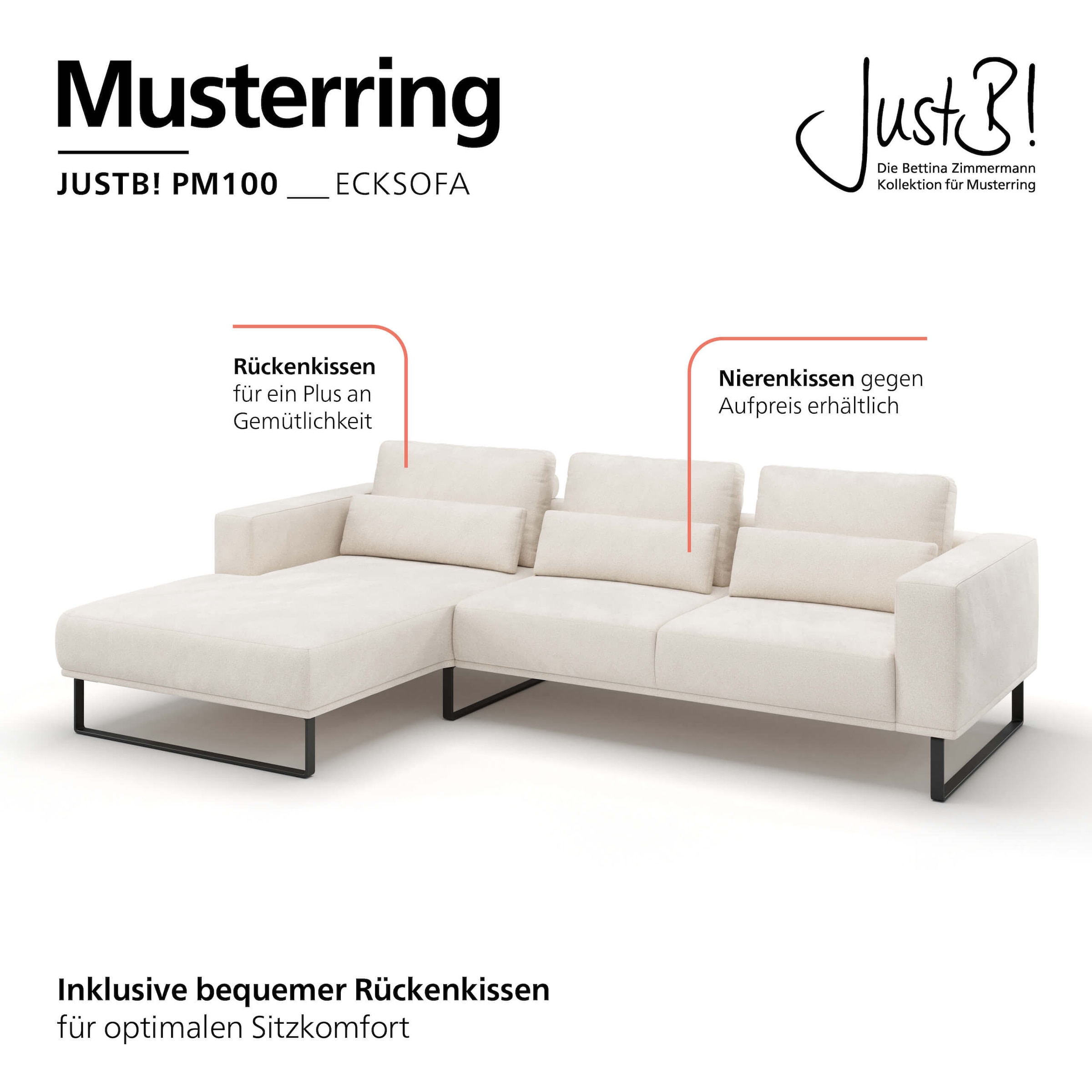 Musterring Ecksofa »JUSTB! PM100, stilvoller Lounge-Komfort von Musterring« Kollektion Bettina Zimmermann, optionaler Sitzvorzug & Fuß-Auswahl