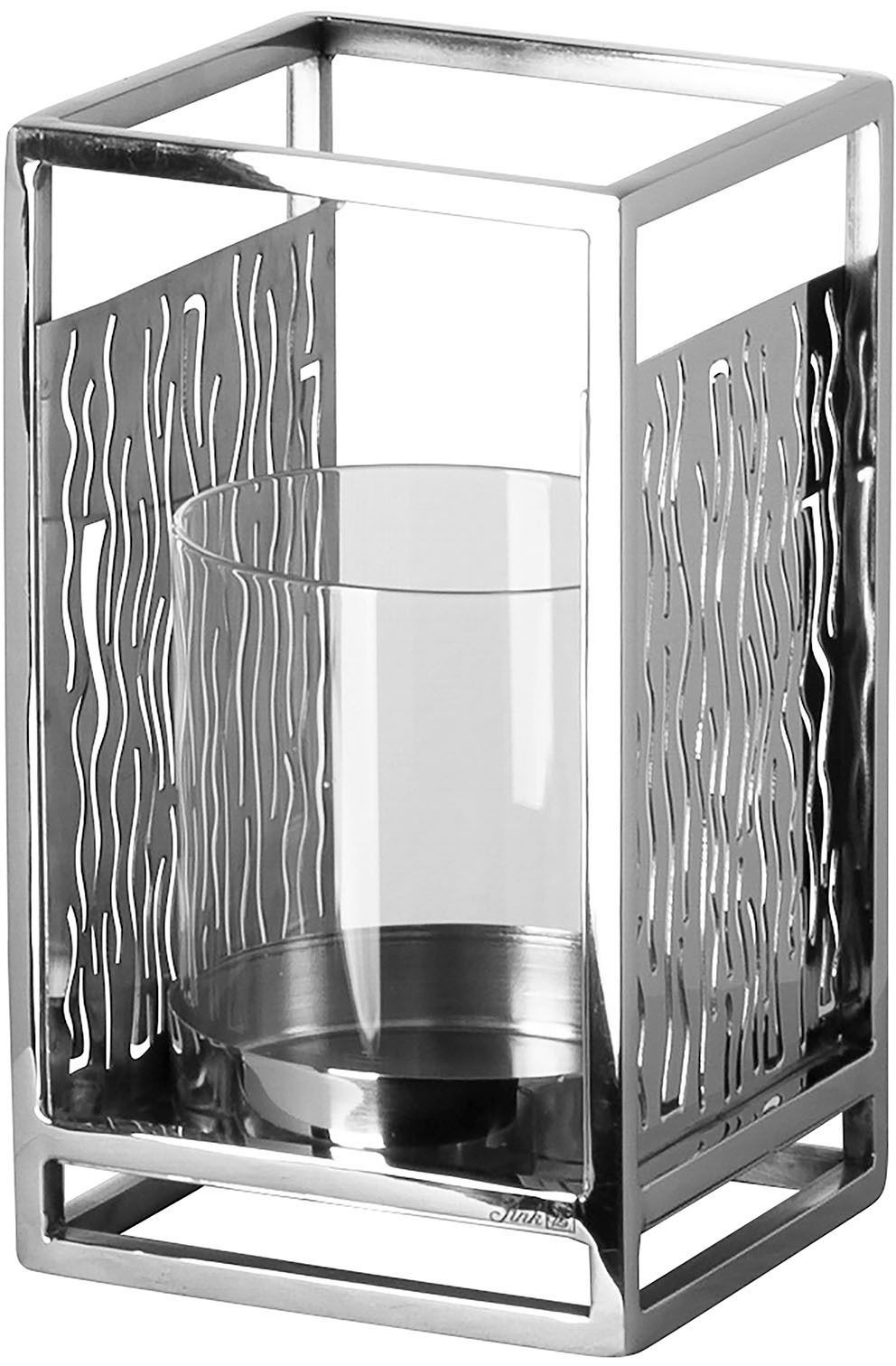 Fink Windlicht »Kerzenhalter NICOSA«, (1 St.), aus Edelstahl und Glas, mit ausgestanzten Cut-Outs