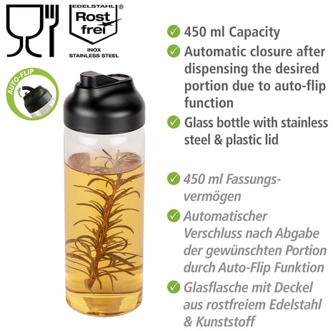 WENKO Ölspender »Flip«, (Set, 2 tlg.), 0,45 L, 2-er Set, mit Auto Flip für autom. Verschluss, für Öl + Essig