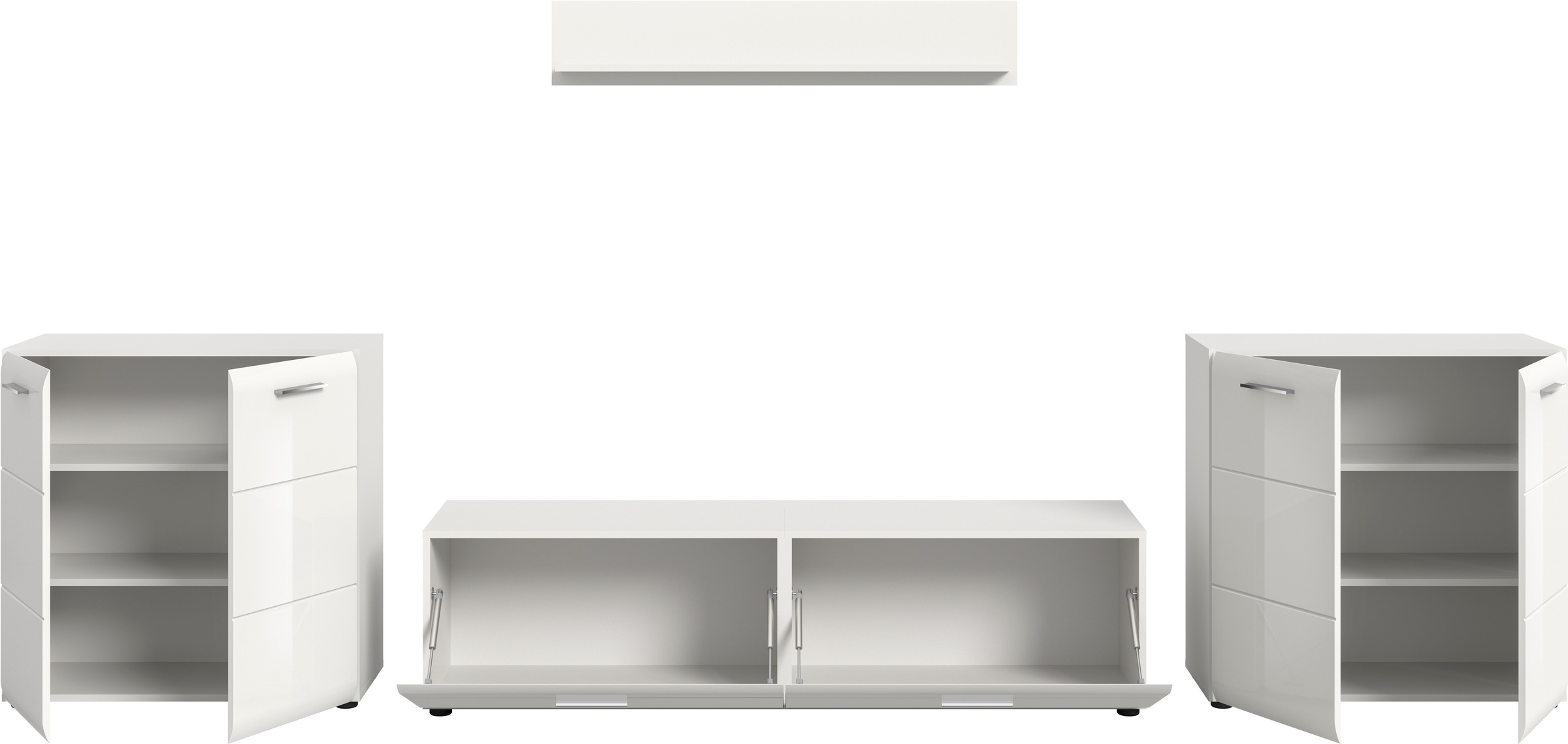 INOSIGN Wohnwand »FLORENZ, 4-teilige Wohn-Kombination, hochwertige MDF-Front« Set, Set, best. aus: 2 Kommoden, 1 Lowboard, 1 Wandboard, 4 Stk. tlg.