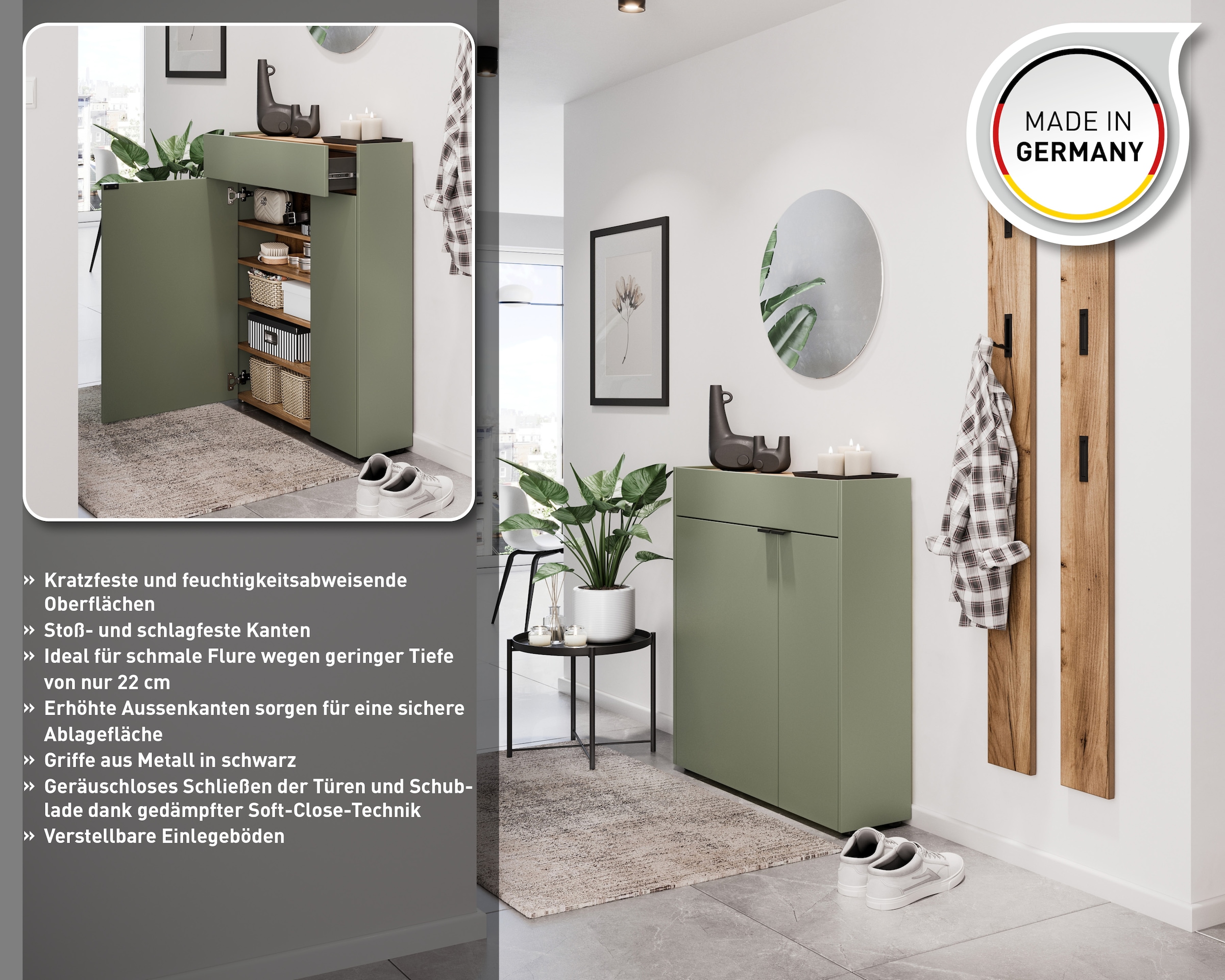 GERMANIA Mehrzweckschrank »Ameca«, (1 St.), mit geringer Tiefe - ideal für schmale Flure, Breite 83 cm