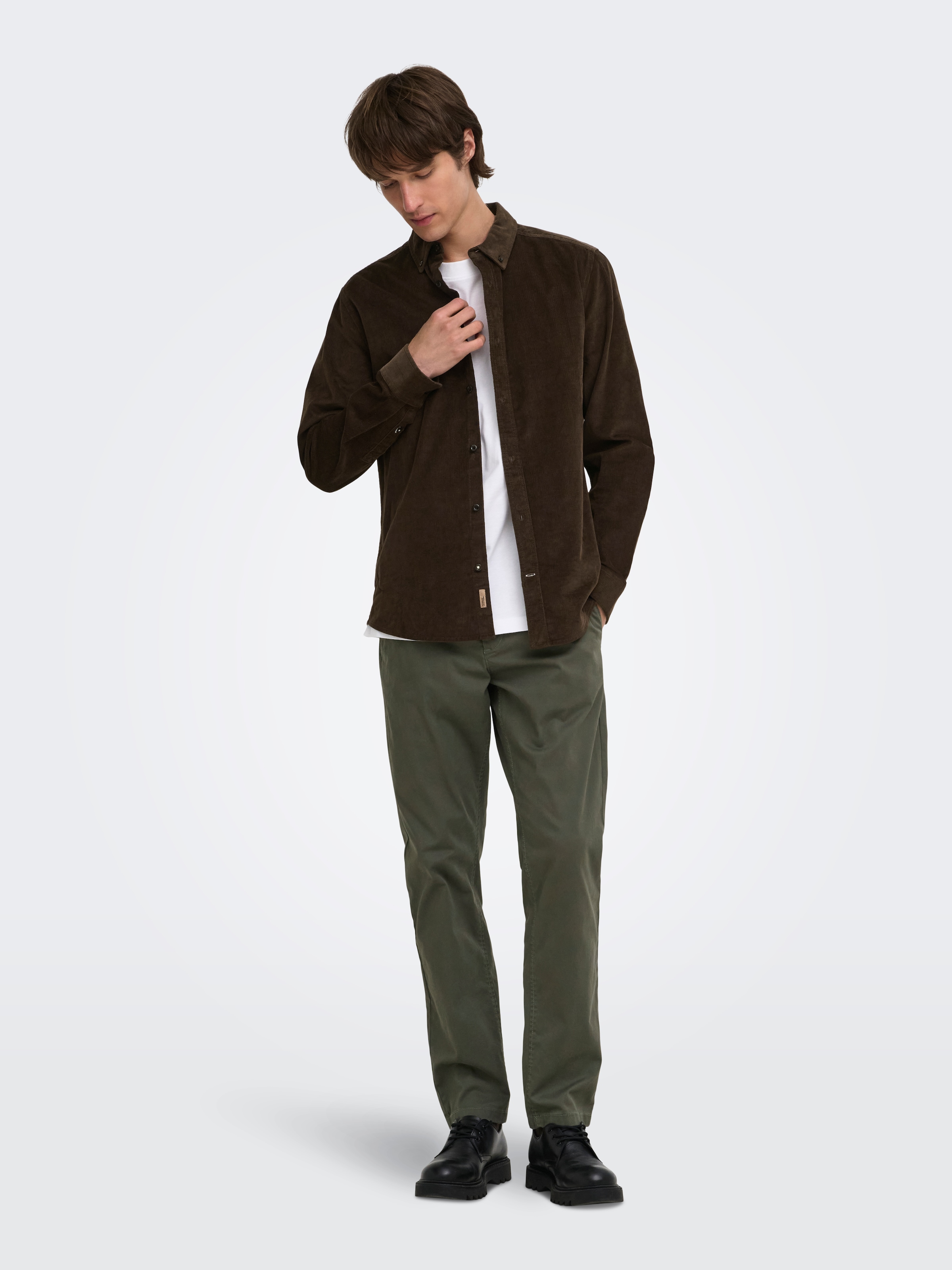 ONLY & SONS Langarmhemd »ONSMICHAEL 18W REG CORD STRETCH LS NOOS« Baumwollmischung, regular fit, Cord