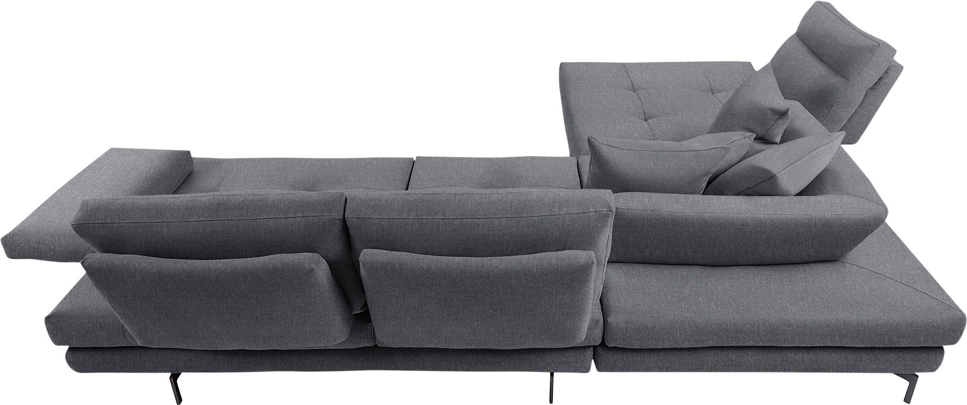 CALIA ITALIA Ecksofa »Toby Wing, Komfortsofa mit Sitzkomfort der Extraklasse, L-Form«, Sitztiefenverstellung, wahlw. mit Kissen-Set,Füße schwarz matt