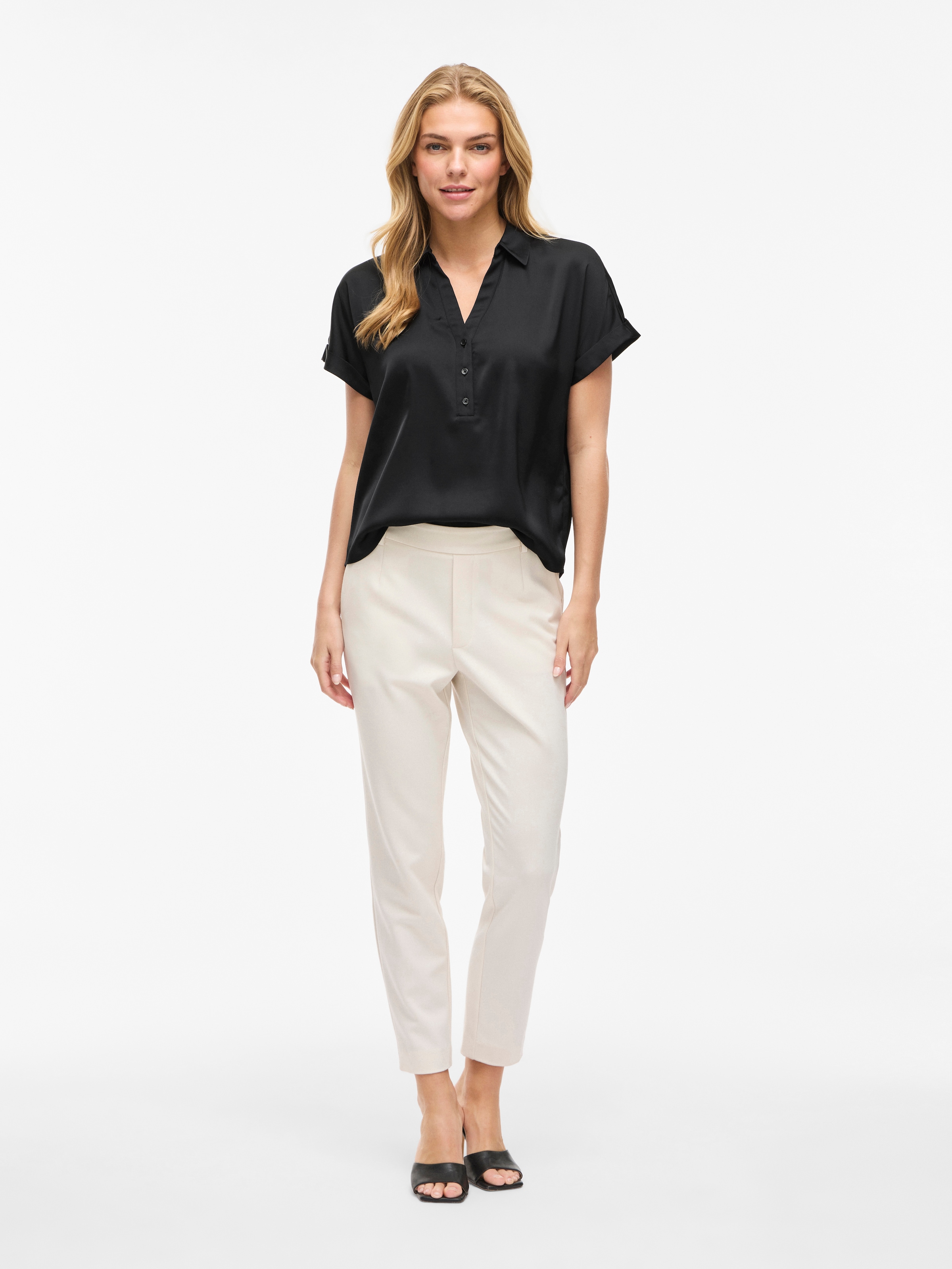 Vila Kurzarmbluse »VIENNA RAVENNA S/S TOP - NOOS« Kunstfaser, regular fit