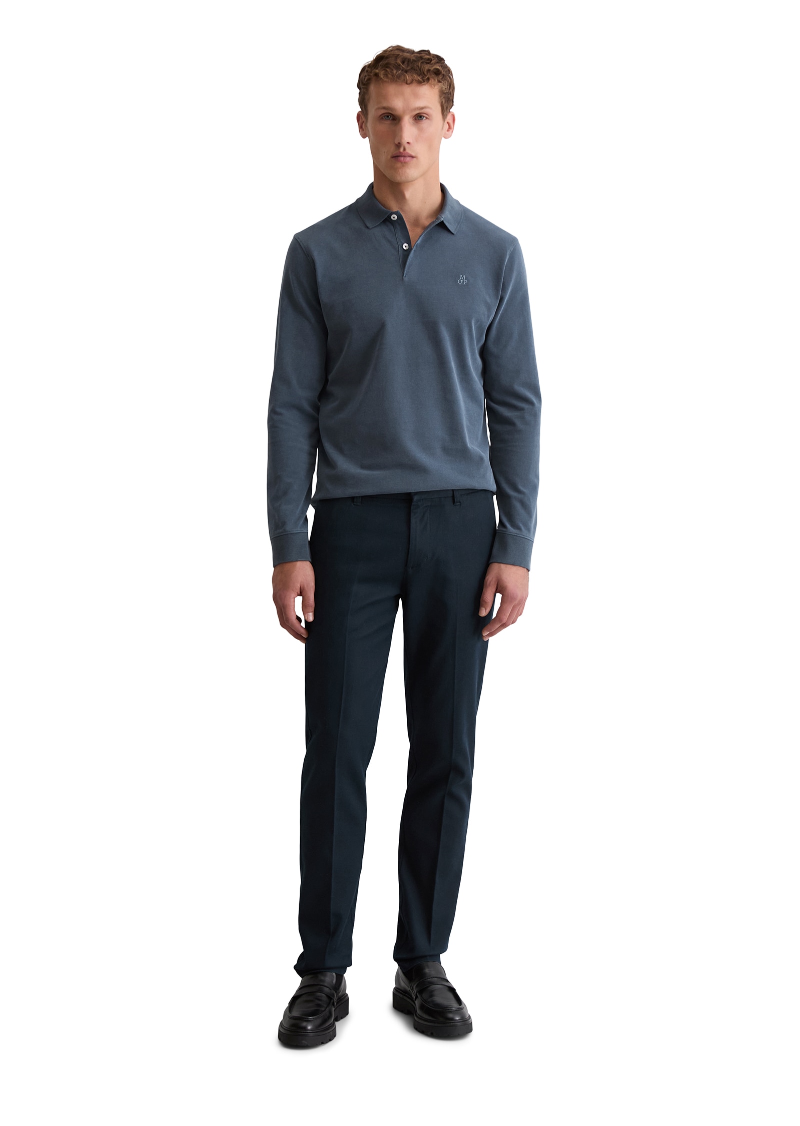 Marc O'Polo Langarm-Poloshirt im Washed-Look