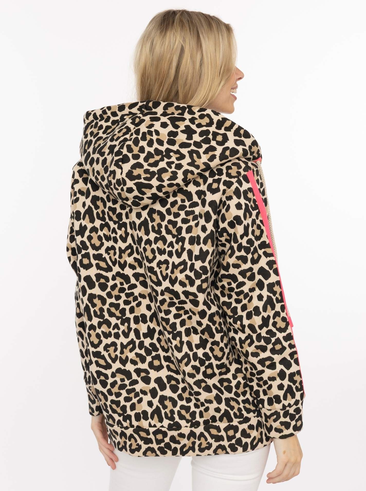 Zwillingsherz Kapuzensweatjacke »"Leo Stripe"« Leomuster, pinker Streifen am Arm, Kapuze mit Kordel, Tasche, Zipper