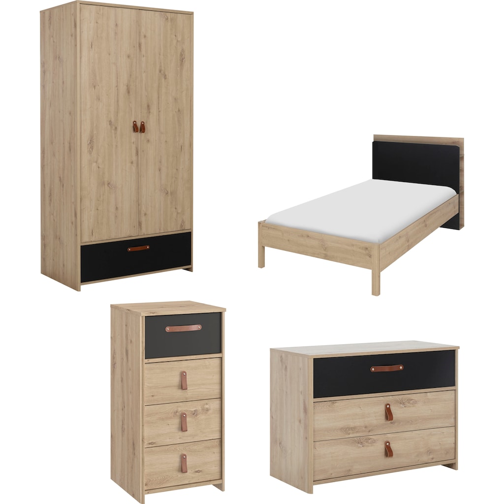 Gami Jugendzimmer-Set »Arthus«, (5 St., Bett mit Kopfteil, Kleiderschrank, Kommode, hohe Kommode)