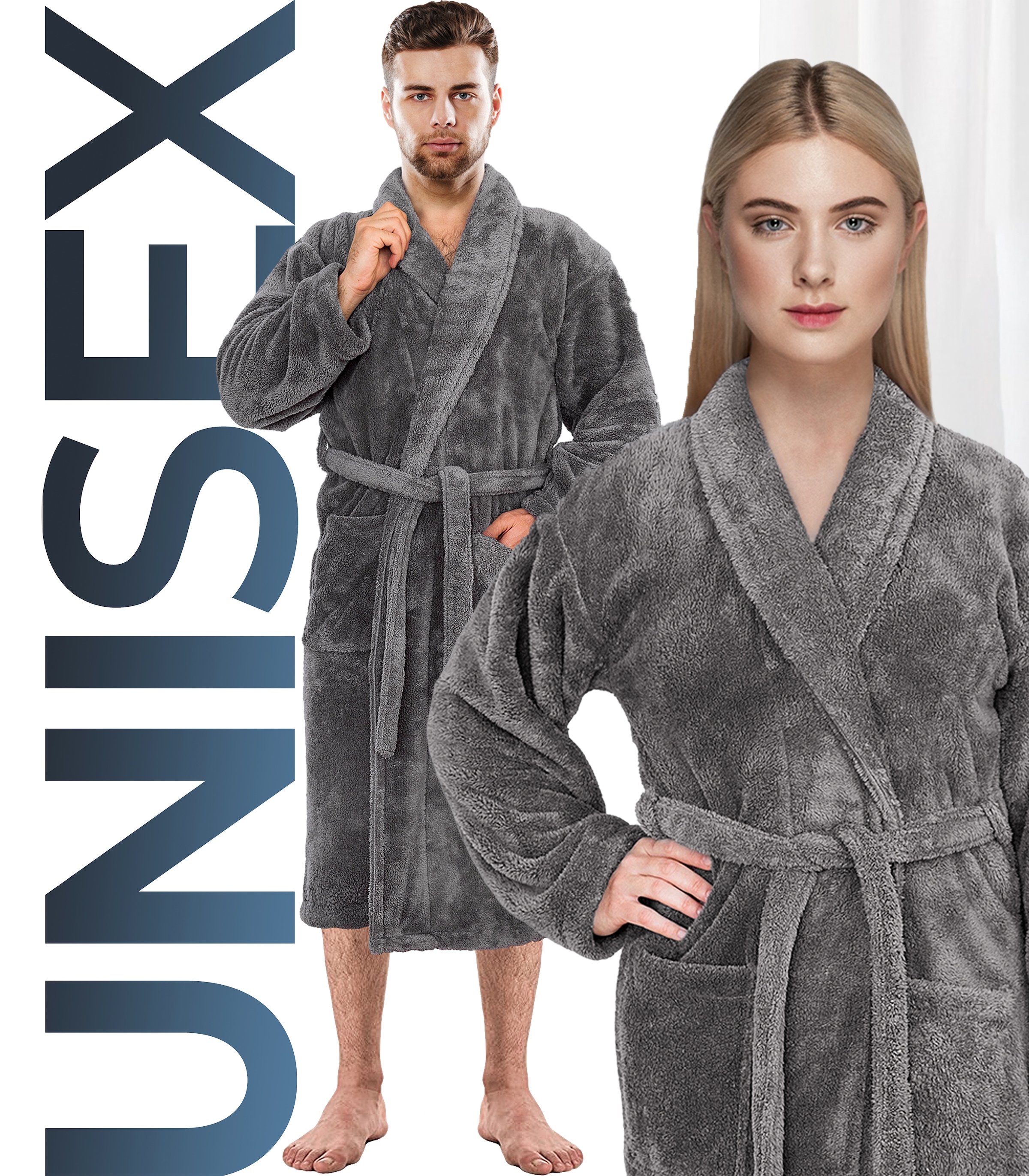 HAMMETEX Bademantel »Bademantel unisex, ultraweicher & flauschiger Fleecemantel«, (Packung), ideal für Sauna & Spa, Hotelbademantel, Morgenmantel