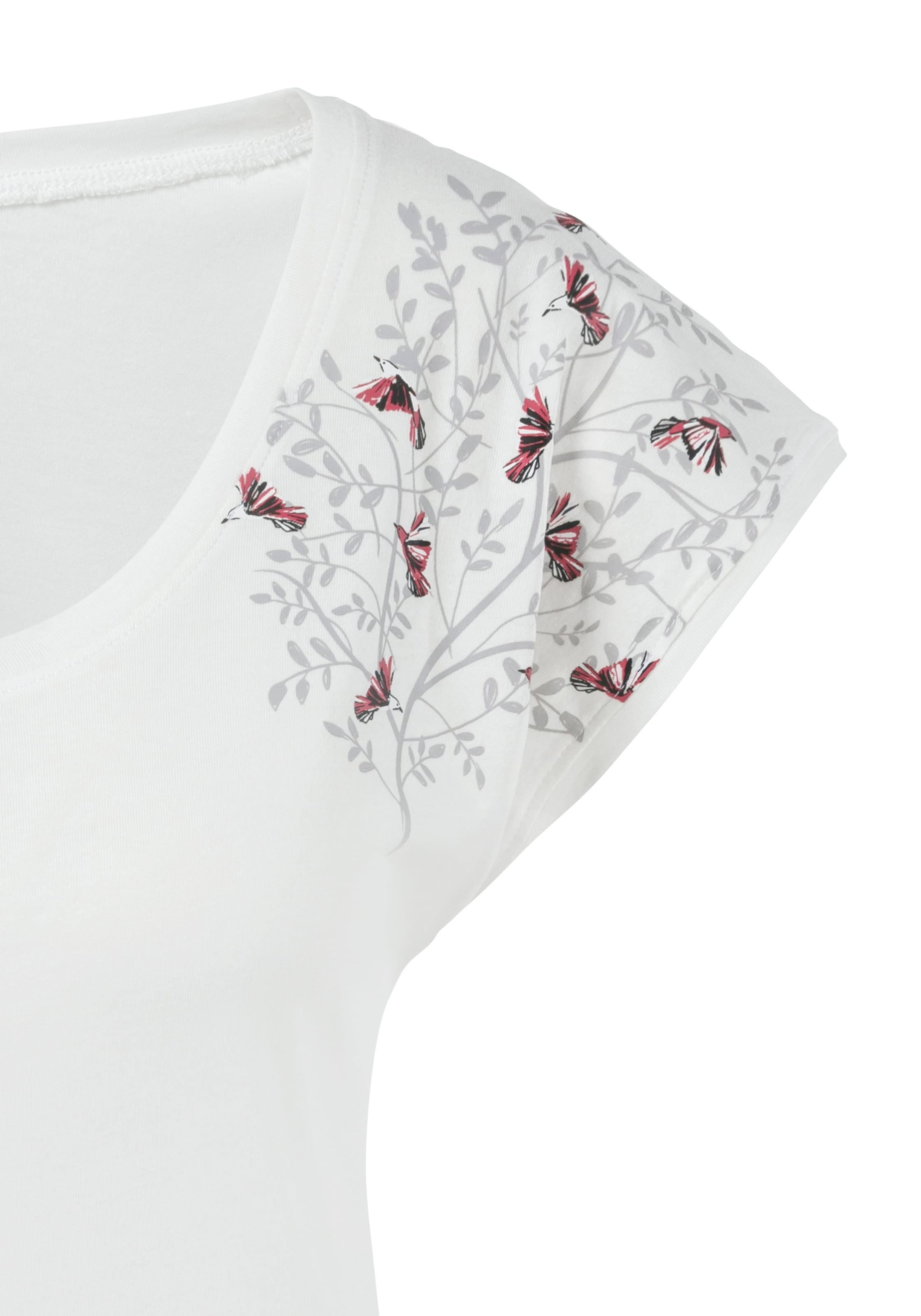 Beachtime Kurzarmshirt »mit floralem Druck«, aus weicher Viskose-Baumwoll-Qualität